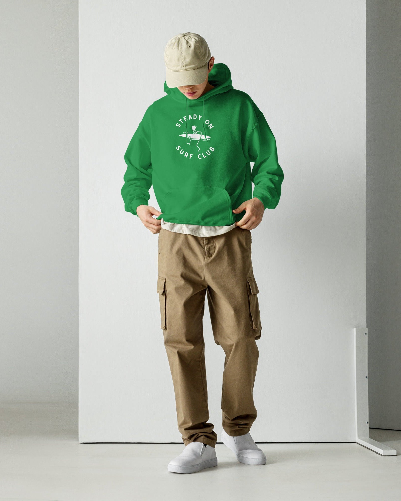 Jolly & Goode Hoodies Steady On Surf Club Great Britain | Skeleton King Surfer | Hoodie Cheeky British Style