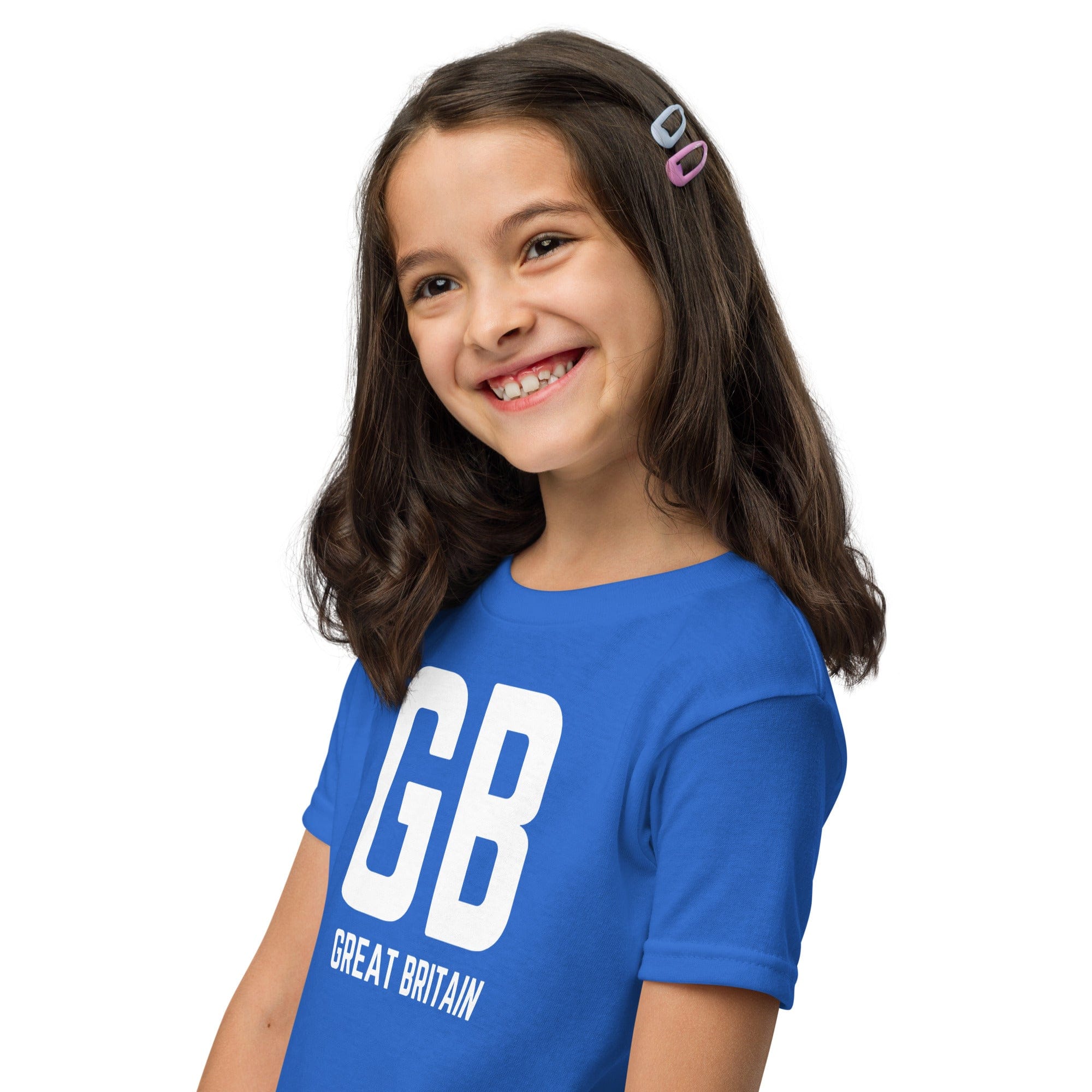 Jolly & Goode kids shirts GB Great Britain T-shirt with Small Union Jack on The Back | Athletic Youth Tee Cheeky British Style