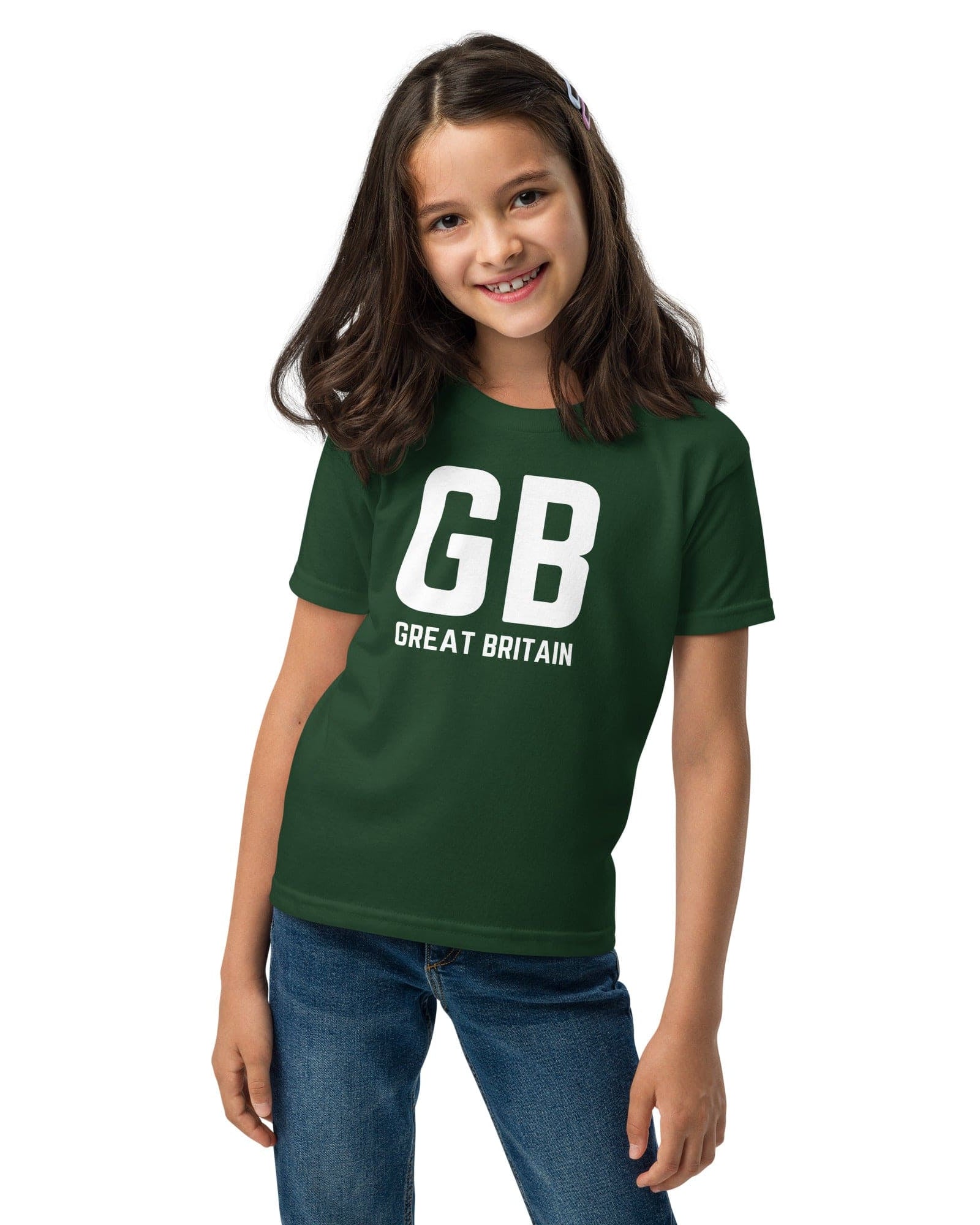 Jolly & Goode kids shirts GB Great Britain T-shirt with Small Union Jack on The Back | Athletic Youth Tee Cheeky British Style