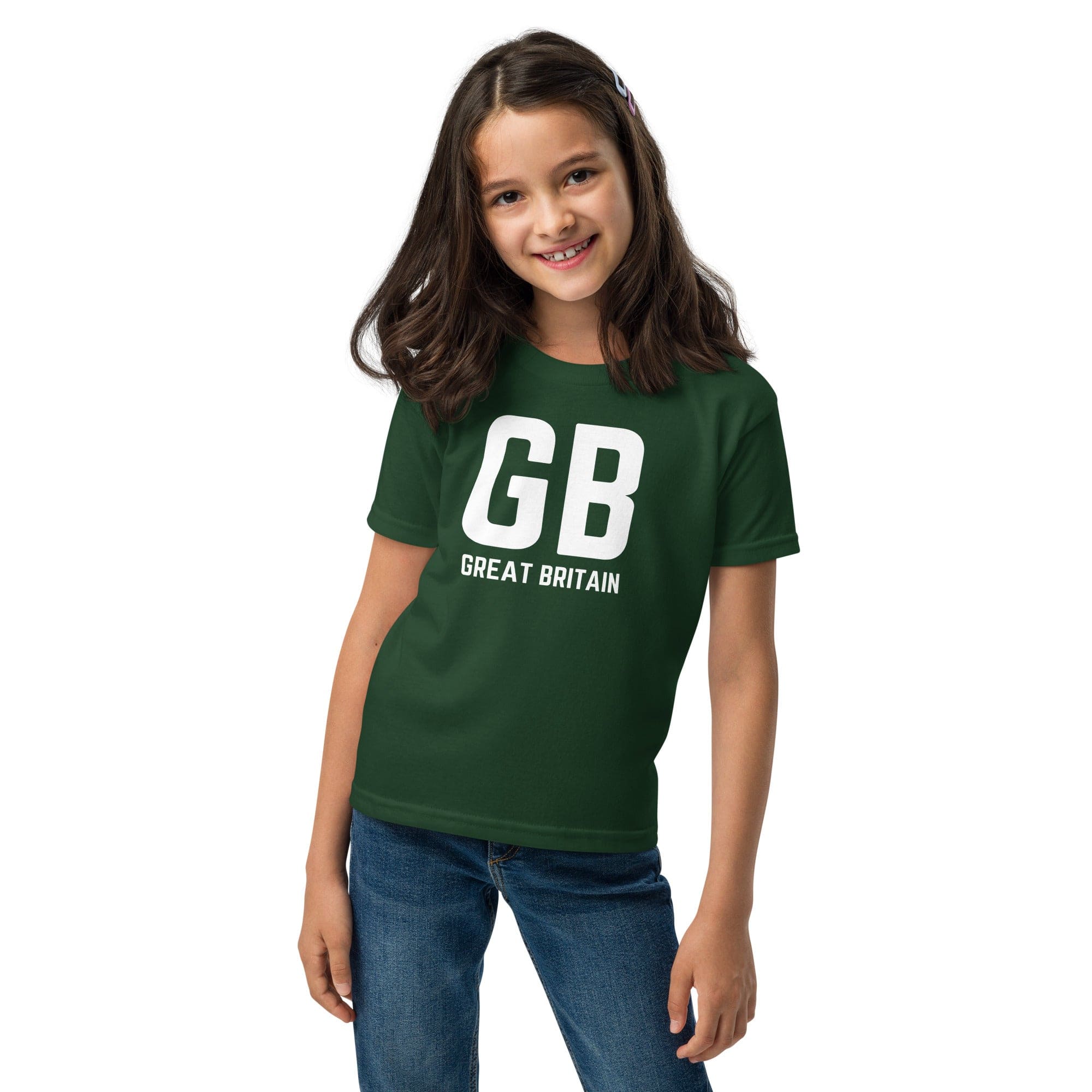 Jolly & Goode kids shirts GB Great Britain T-shirt with Small Union Jack on The Back | Athletic Youth Tee Cheeky British Style