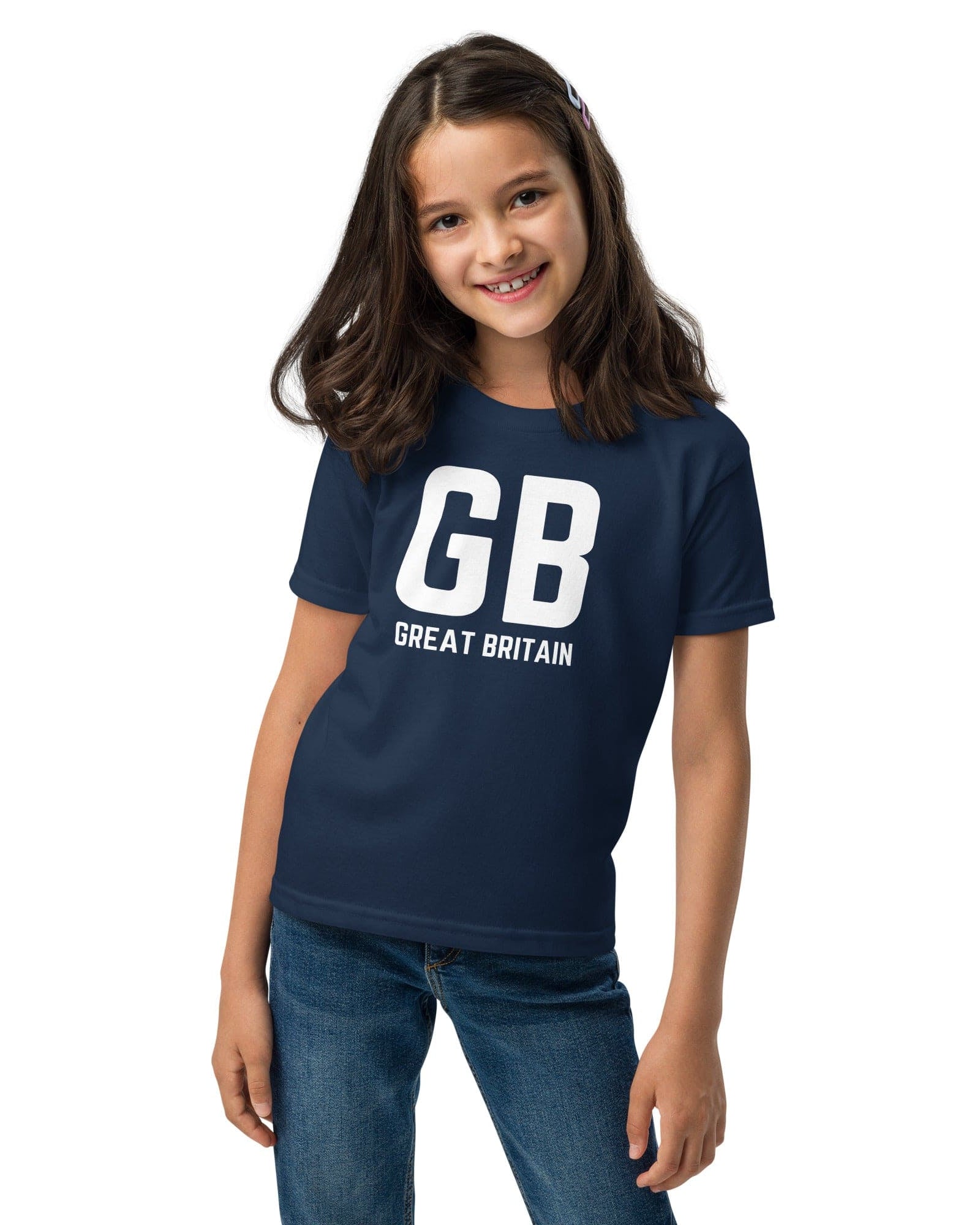 Jolly & Goode kids shirts GB Great Britain T-shirt with Small Union Jack on The Back | Athletic Youth Tee Cheeky British Style