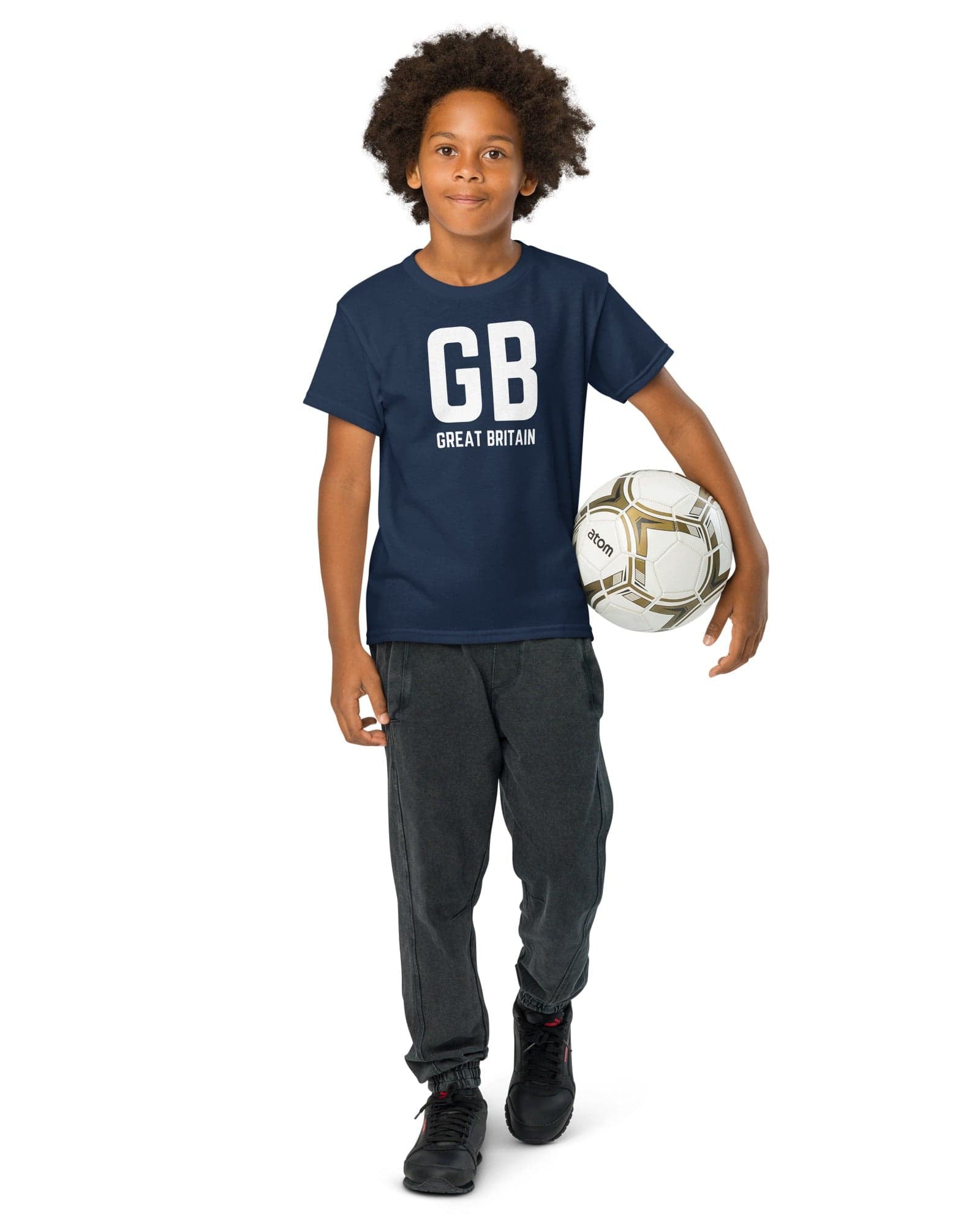 Jolly & Goode kids shirts GB Great Britain T-shirt with Small Union Jack on The Back | Athletic Youth Tee Cheeky British Style