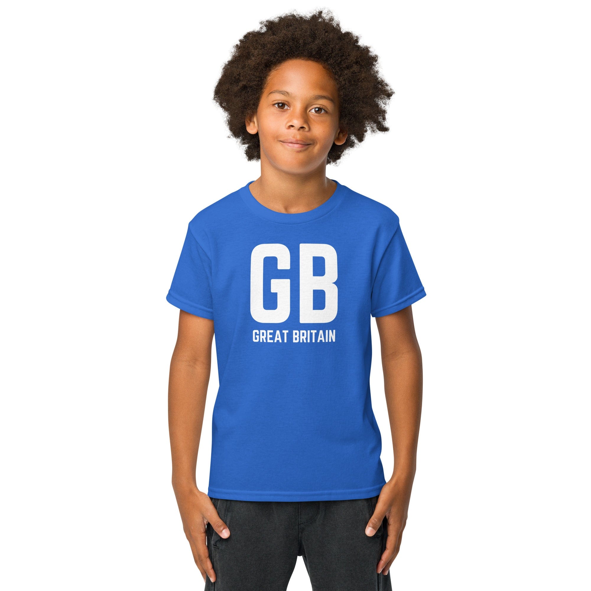 Jolly & Goode kids shirts GB Great Britain T-shirt with Small Union Jack on The Back | Athletic Youth Tee Cheeky British Style
