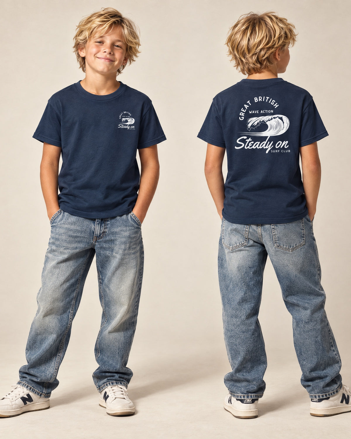 Jolly & Goode kids shirts Navy / XS Steady On Surf Club Kids T-Shirt Cheeky British Style