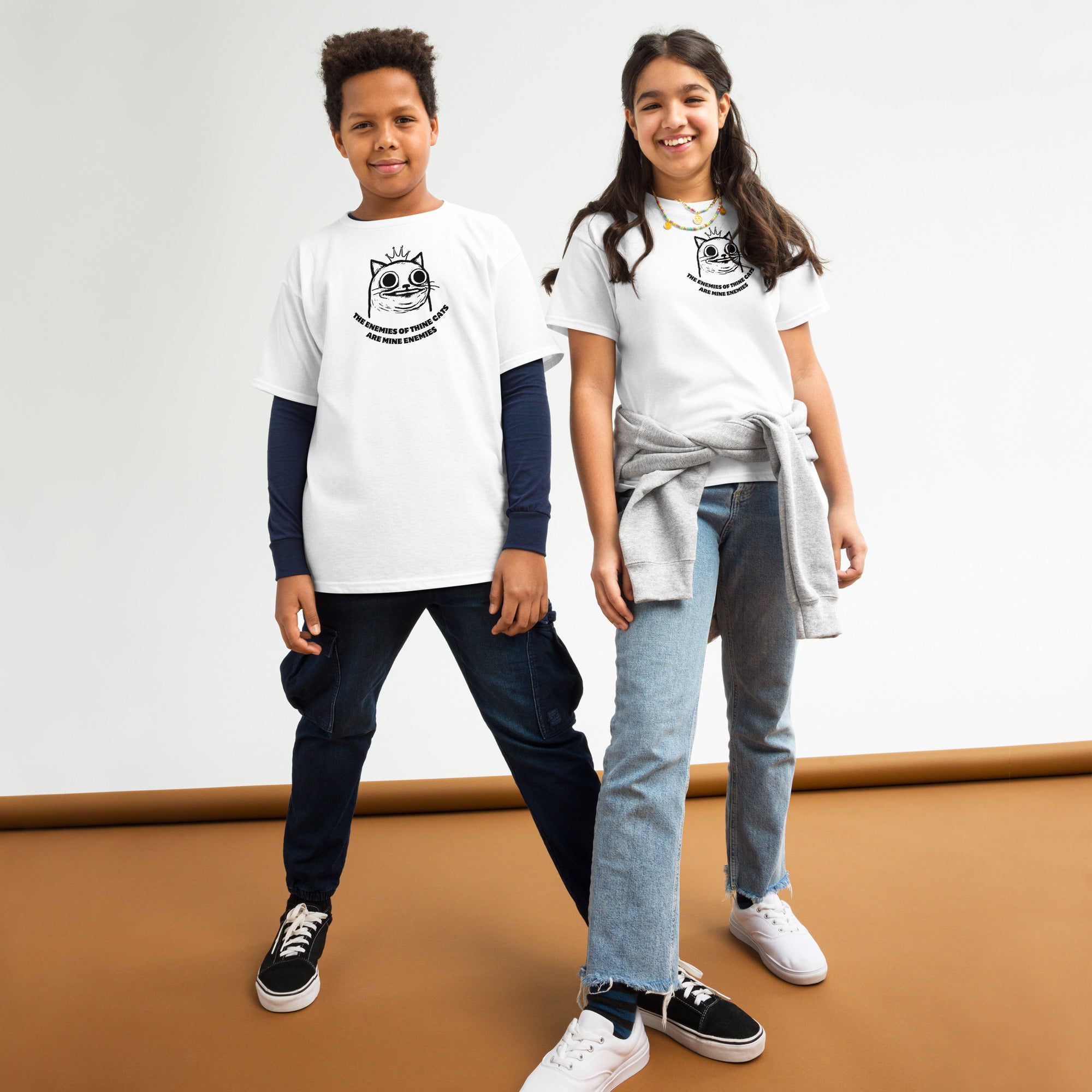 Jolly & Goode kids shirts The Enemies of Thine Cats are Mine Enemies | Youth Tee Cheeky British Style