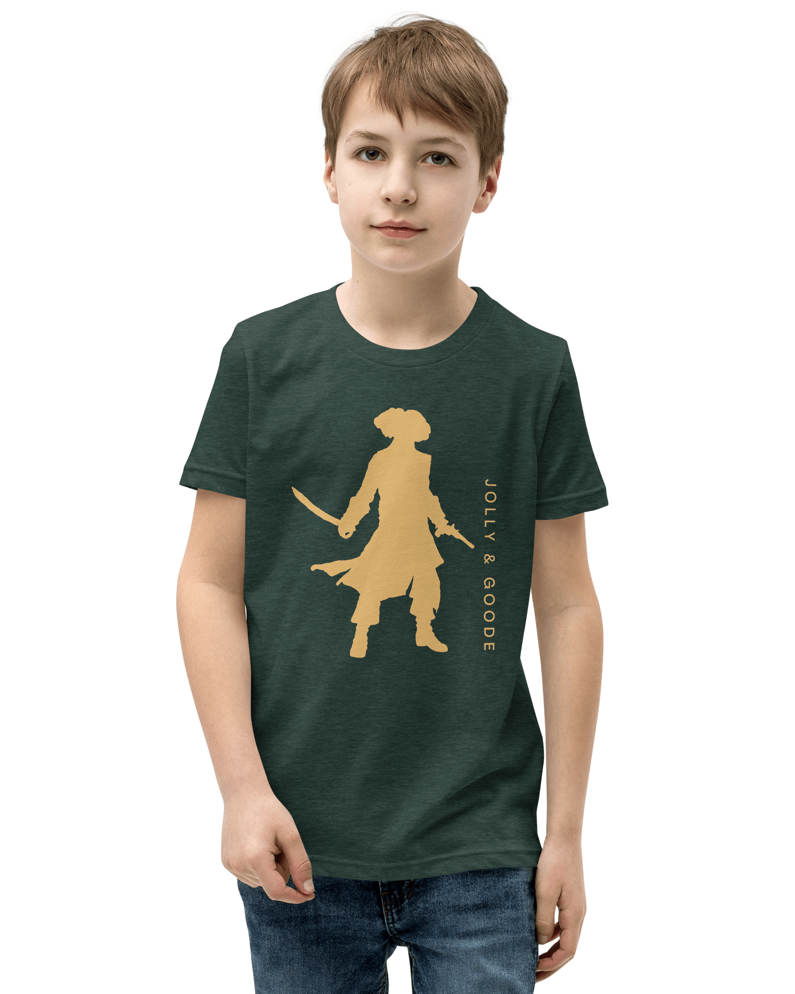 Jolly & Goode kids t-shirts Heather Forest / S Jolly & Goode Pirate Silhouette Kids T-Shirt Cheeky British Style