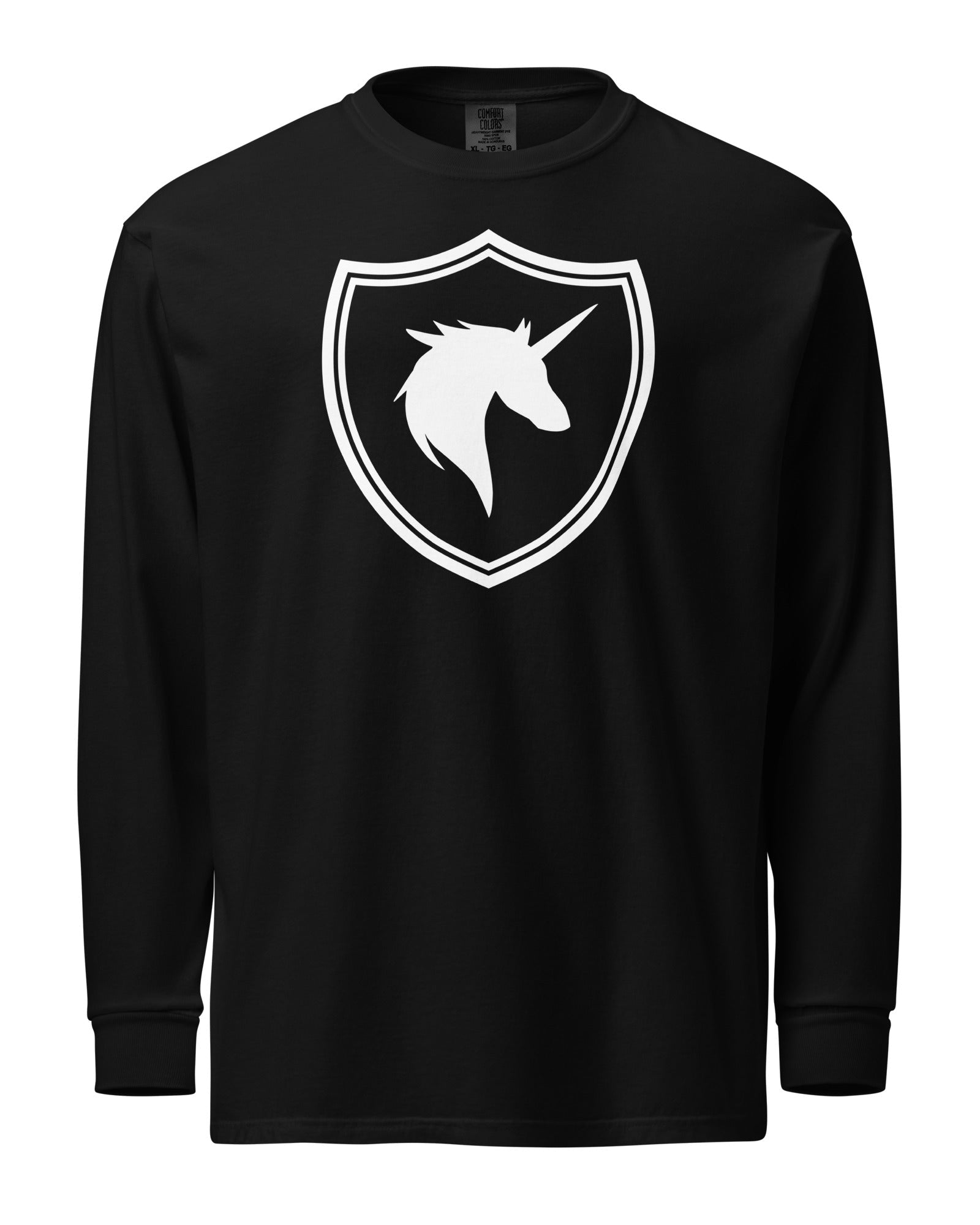 Jolly & Goode long sleeve shirts Black / S British Unicorn Shield | Garment-dyed Long-Sleeve Shirt Cheeky British Style