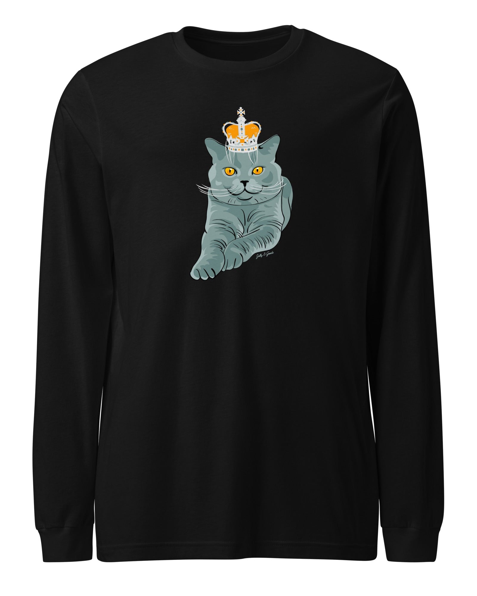 Jolly & Goode long sleeve shirts Black / S Crowned British Blue Shorthair Cat Long-Sleeve Tee Cheeky British Style
