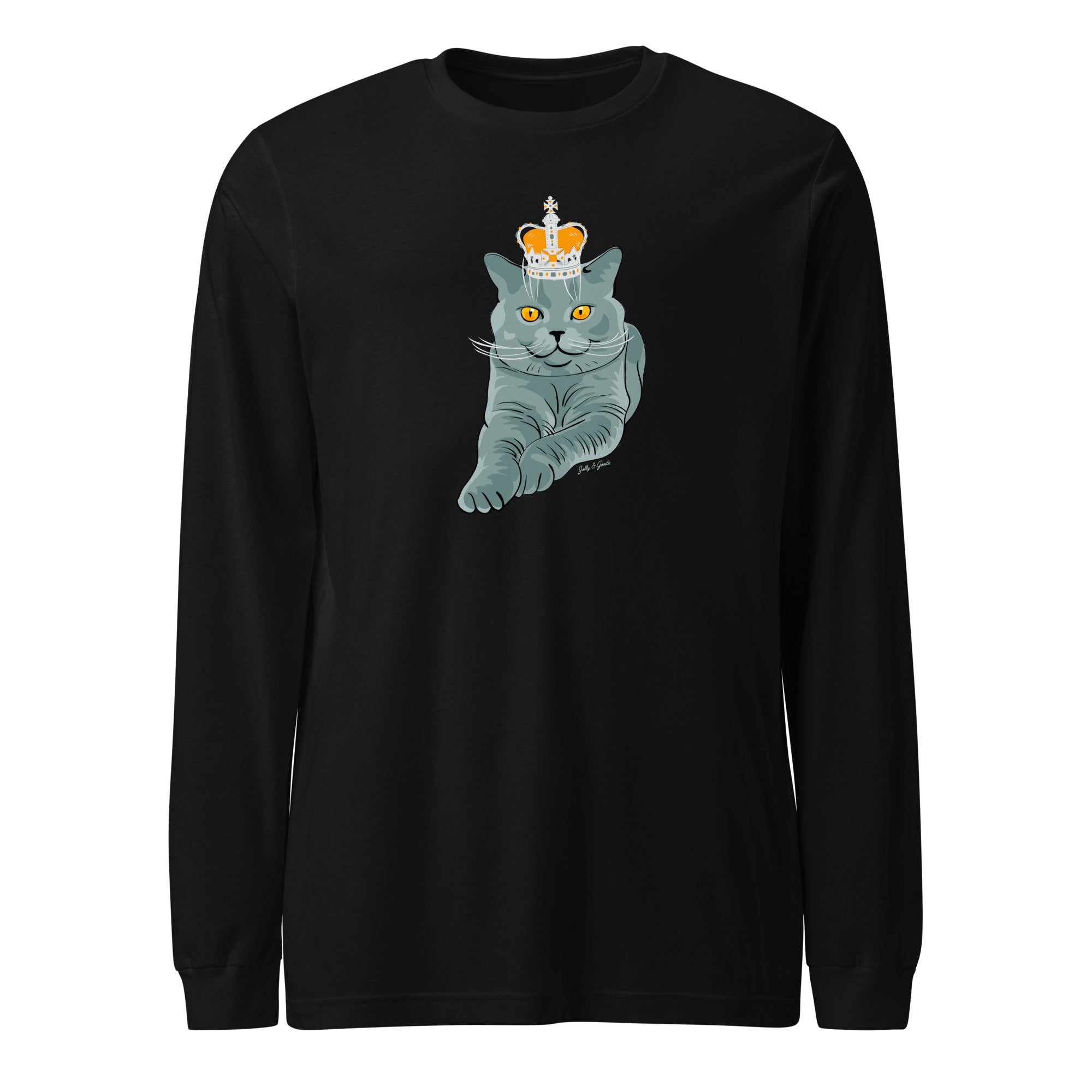 Jolly & Goode long sleeve shirts Black / S Crowned British Blue Shorthair Cat Long-Sleeve Tee Cheeky British Style