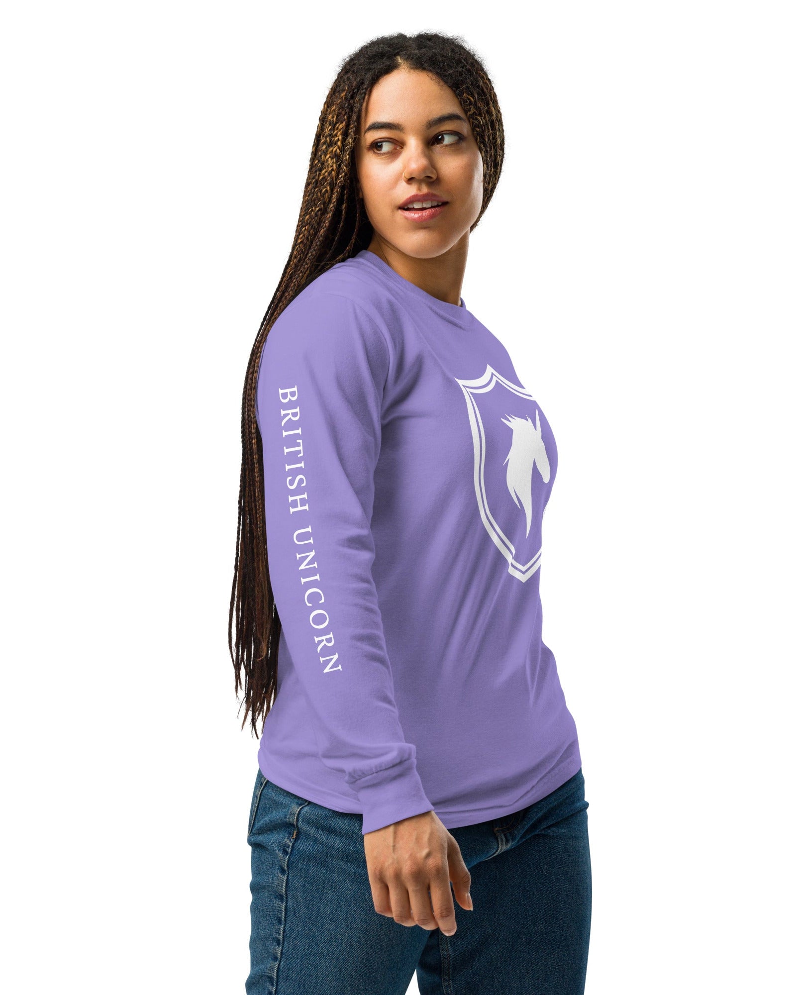 Jolly & Goode long sleeve shirts British Unicorn Shield | Garment-dyed Long-Sleeve Shirt Cheeky British Style