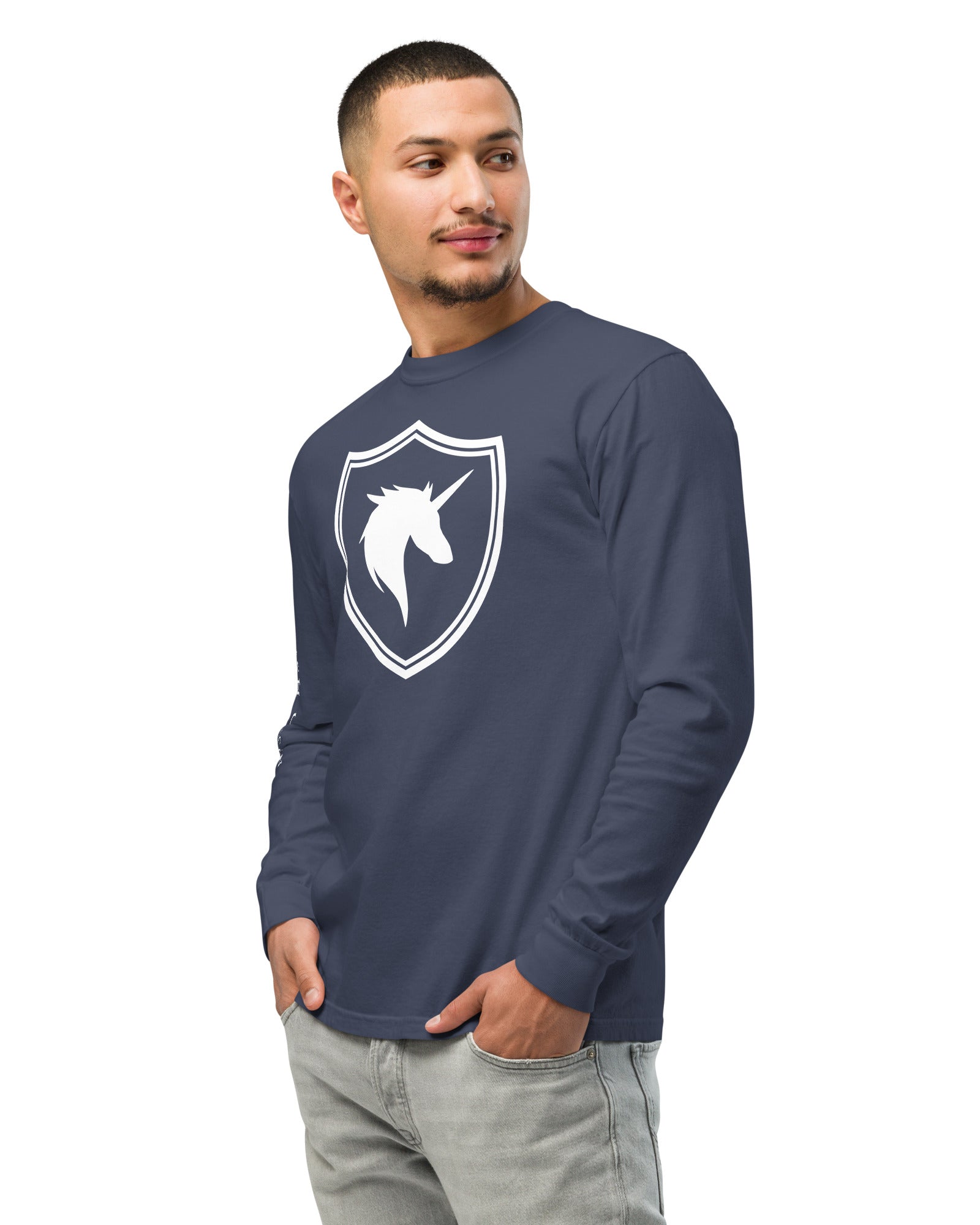 Jolly & Goode long sleeve shirts British Unicorn Shield | Garment-dyed Long-Sleeve Shirt Cheeky British Style