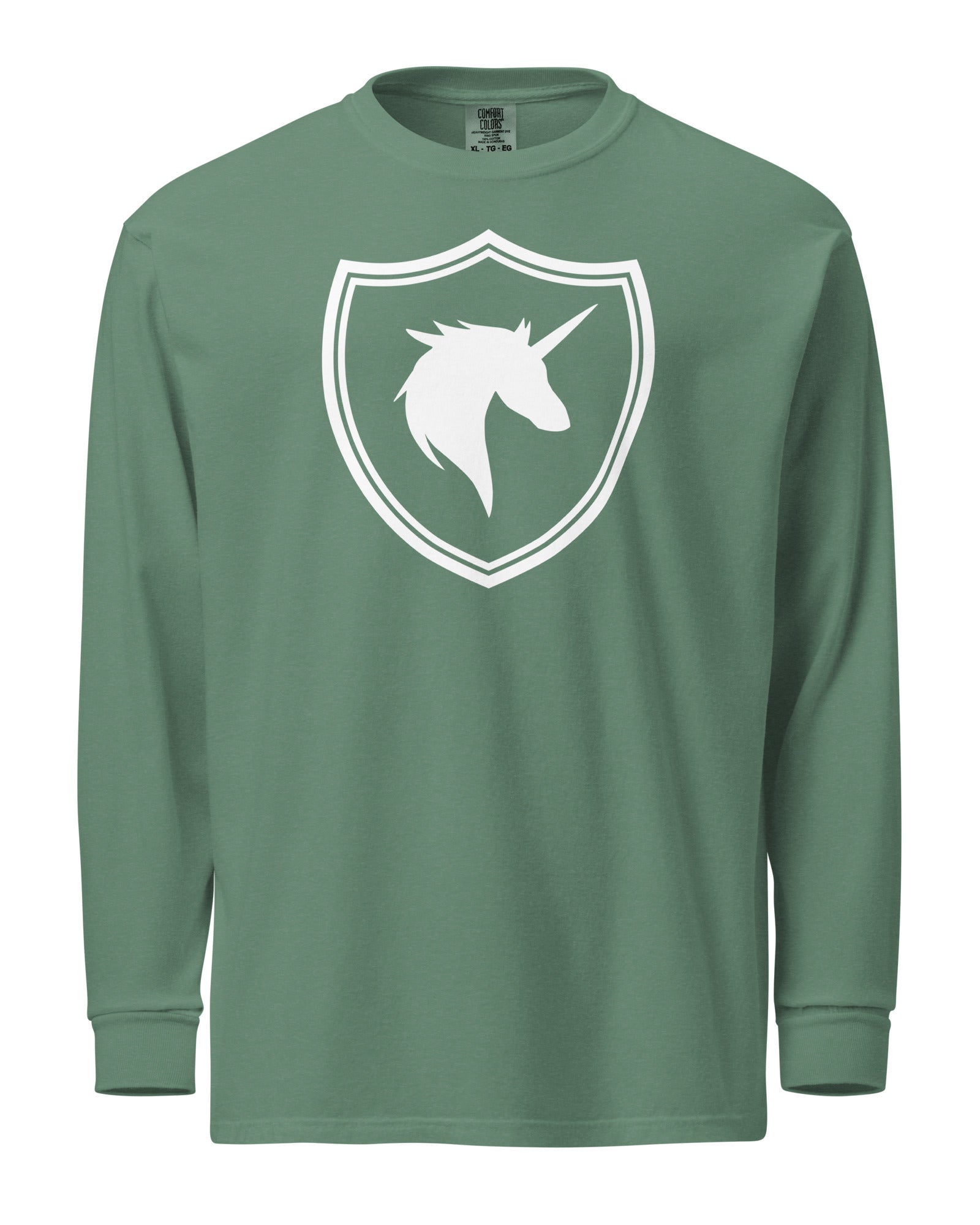 Jolly & Goode long sleeve shirts Light Green / S British Unicorn Shield | Garment-dyed Long-Sleeve Shirt Cheeky British Style