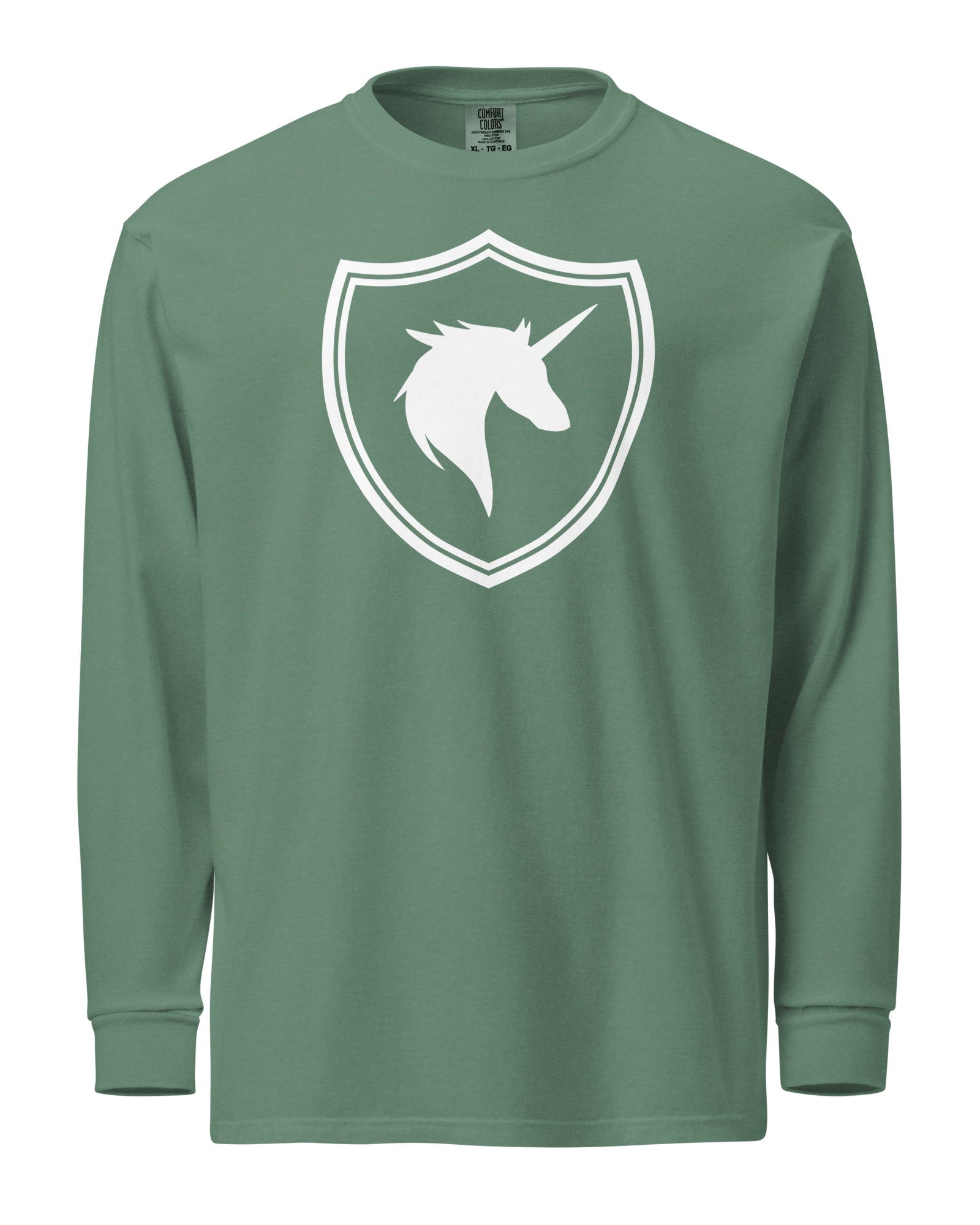 Jolly & Goode long sleeve shirts Light Green / S British Unicorn Shield | Garment-dyed Long-Sleeve Shirt Cheeky British Style