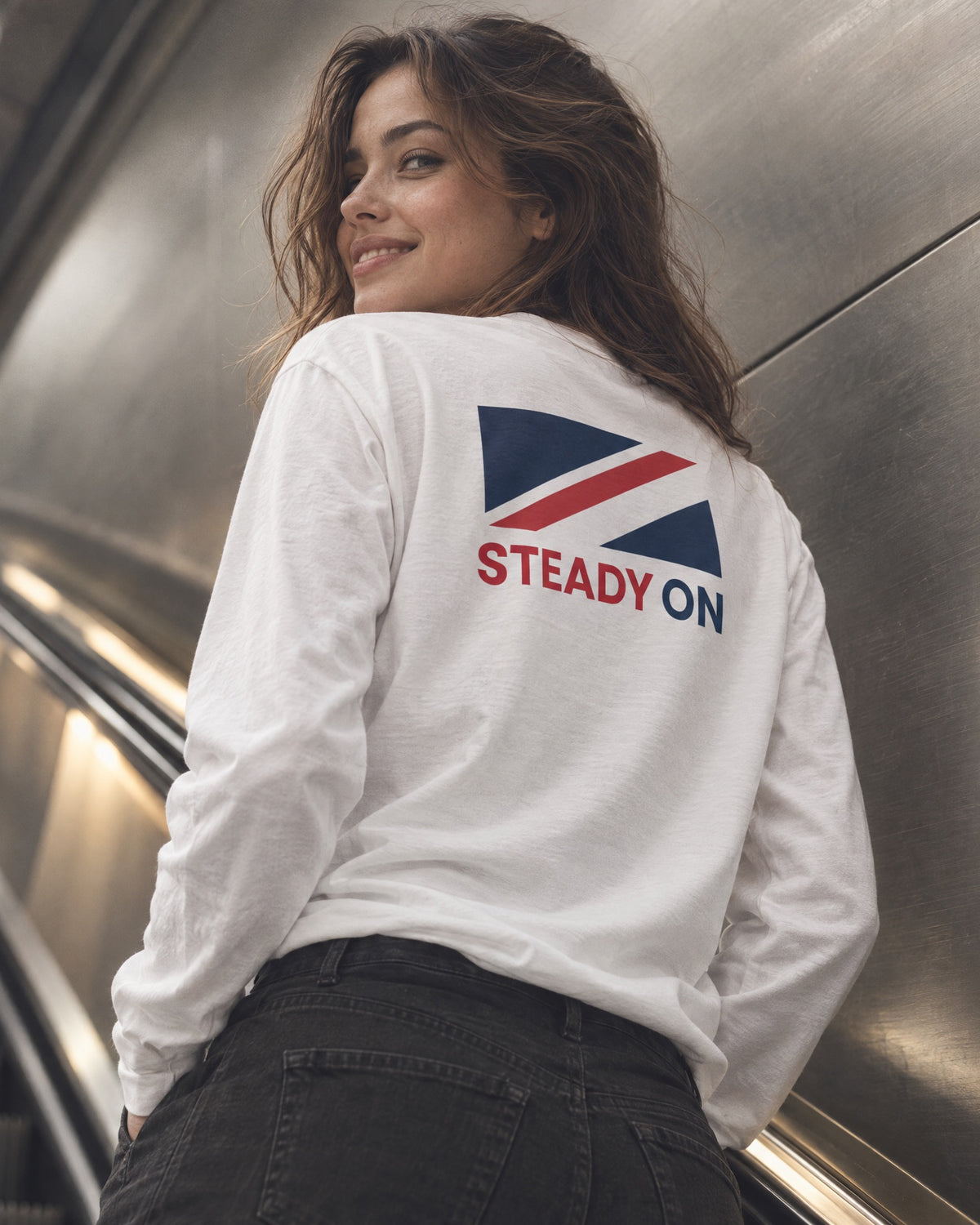 Jolly & Goode long sleeve shirts Steady On Long Sleeve Tee Cheeky British Style