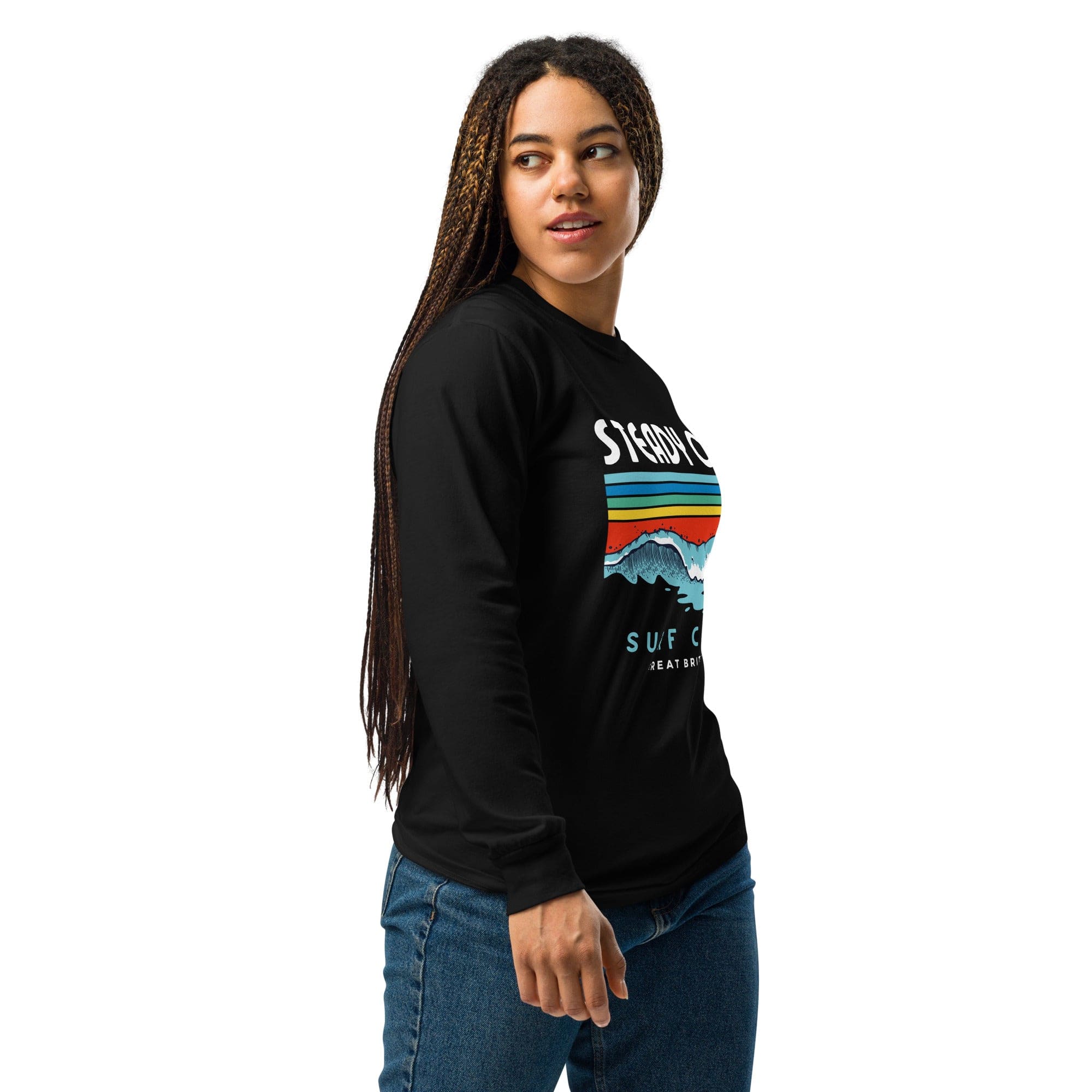 Jolly & Goode long sleeve shirts Steady On Surf Club Great Britain | 70s Wave | Garment-dyed Heavyweight Long-sleeve Shirt Cheeky British Style