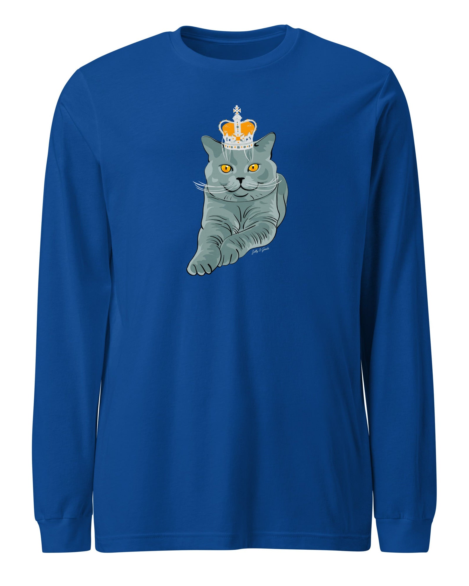 Jolly & Goode long sleeve shirts True Royal / S Crowned British Blue Shorthair Cat Long-Sleeve Tee Cheeky British Style