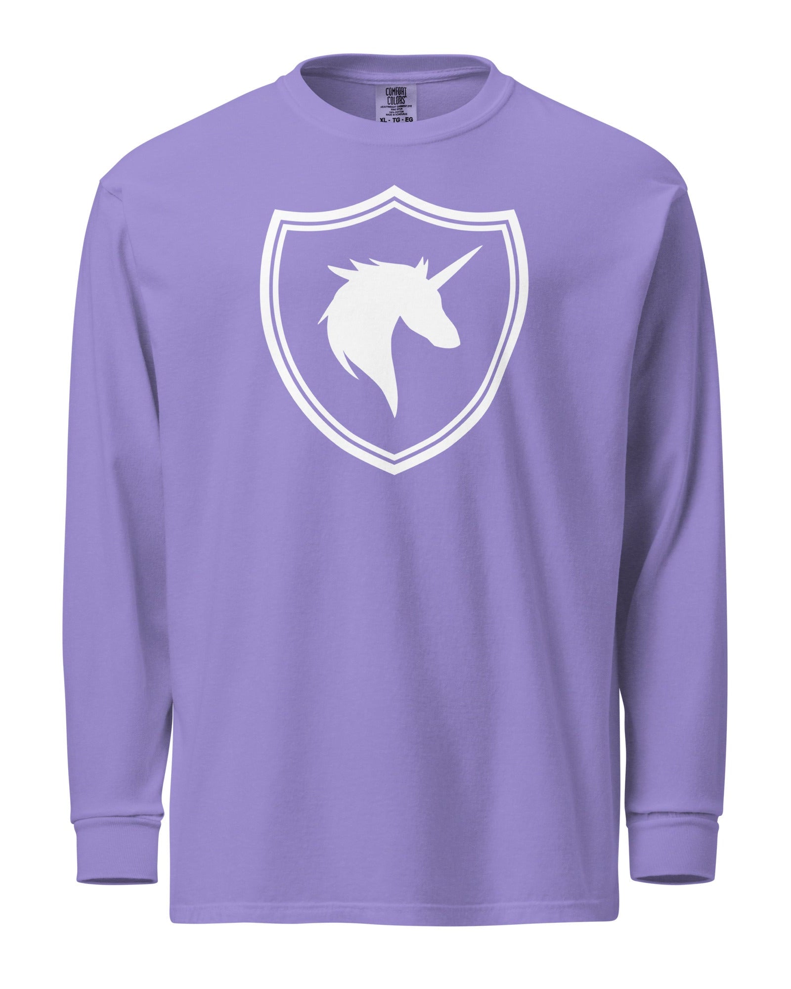Jolly & Goode long sleeve shirts Violet / S British Unicorn Shield | Garment-dyed Long-Sleeve Shirt Cheeky British Style