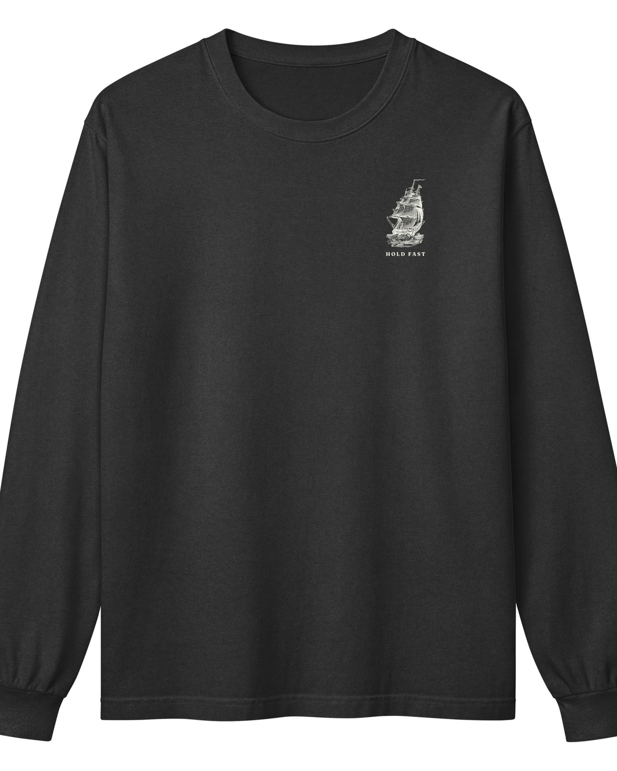 Jolly & Goode long sleeve shirts Washed Black / XS Hold Fast Nautical Heavyweight Cotton Long Sleeve Shirt Cheeky British Style