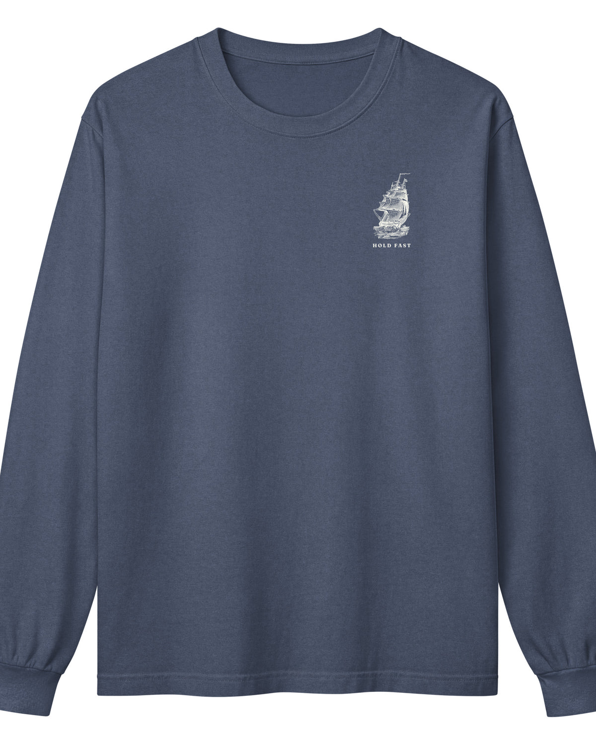 Jolly & Goode long sleeve shirts Washed Navy / XS Hold Fast Nautical Heavyweight Cotton Long Sleeve Shirt Cheeky British Style