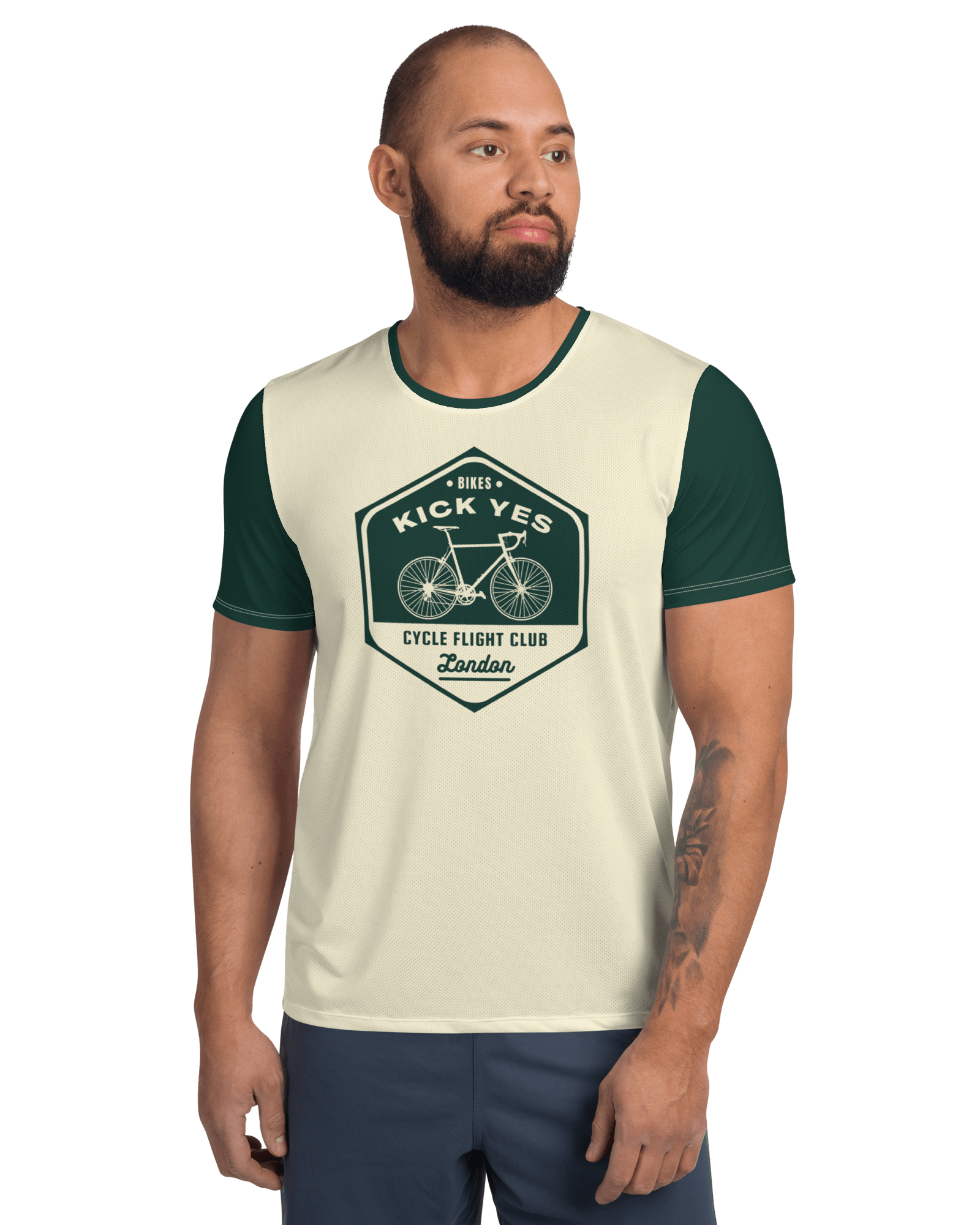 Jolly & Goode men's athletic shirts Bikes Kick Yes, Cycle Flight Club London Men's Athletic Shirt Cheeky British Style