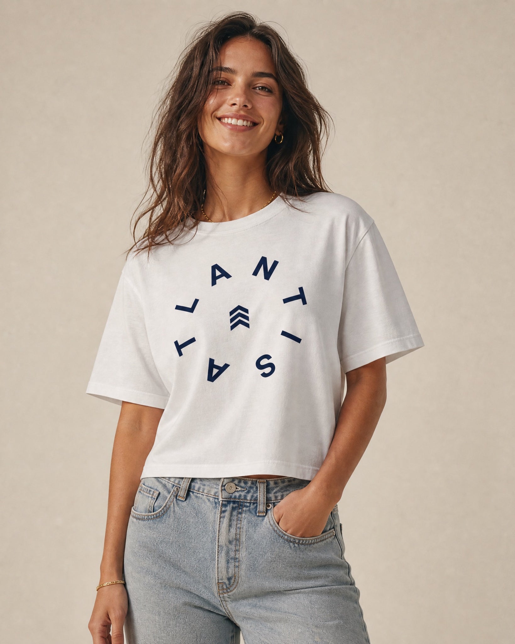 Jolly & Goode Mid-Length Tee White / S Atlantis Women’s Heavyweight Mid-Length Boxy Tee Cheeky British Style