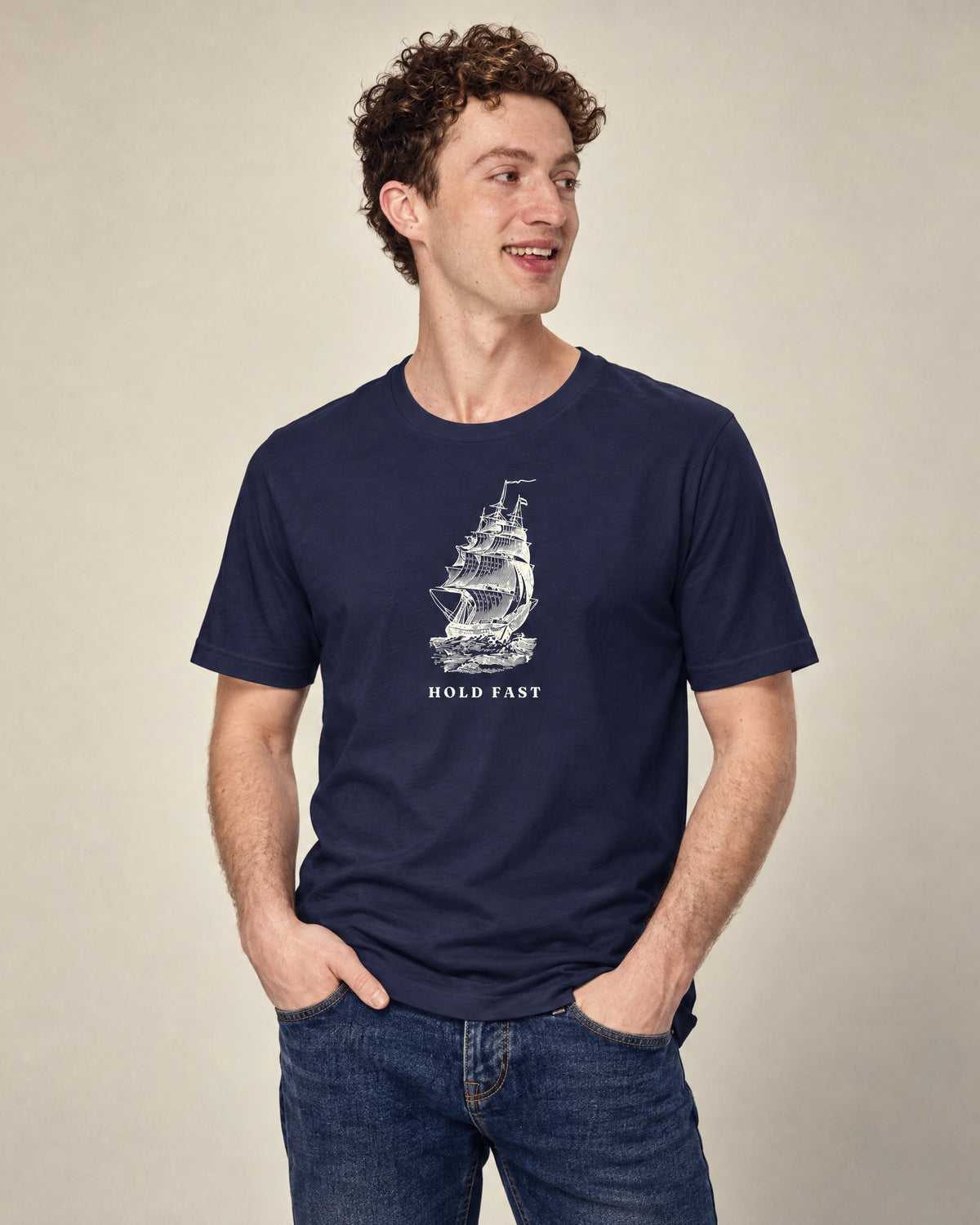 Jolly & Goode Navy / XS Hold Fast Nautical Unisex T-Shirt Cheeky British Style