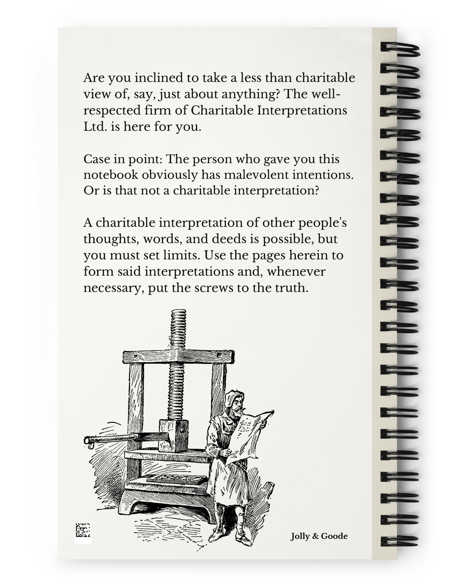 Jolly & Goode Notebooks & Notepads Charitable Interpretations Notebook Cheeky British Style