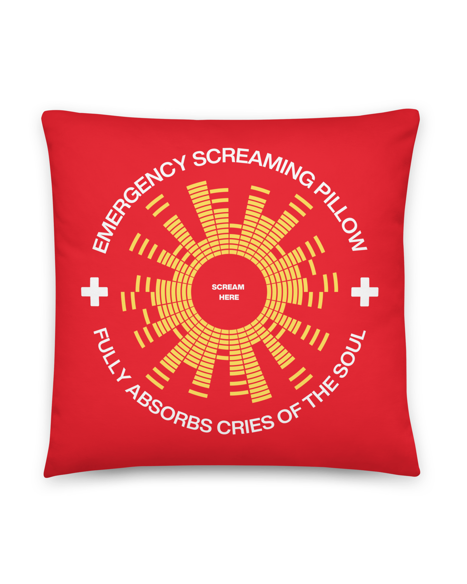Jolly & Goode Pillow 18″×18″ Emergency Screaming Pillow in Safety Red Cheeky British Style