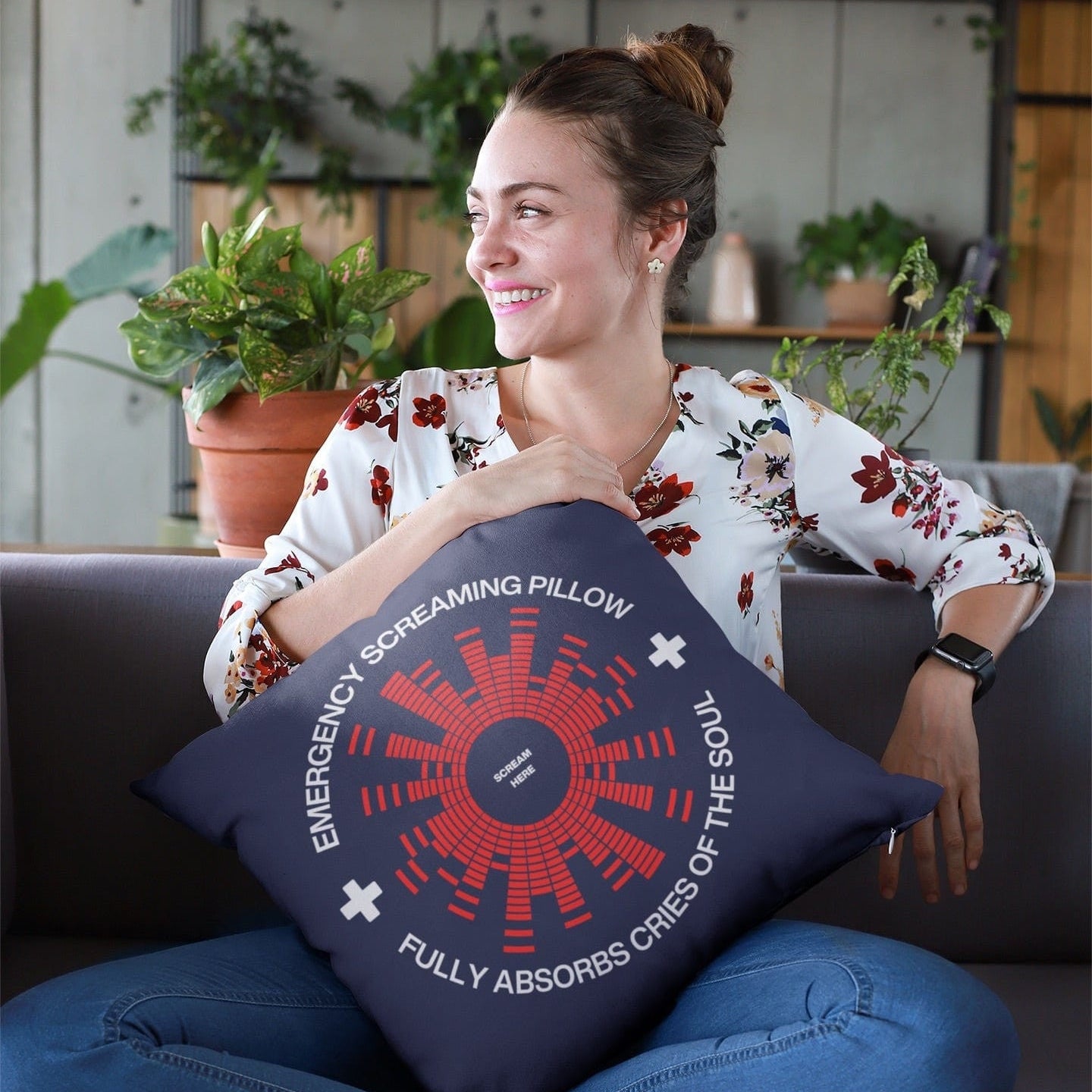 Jolly & Goode Pillow Emergency Screaming Pillow in Am I Blue Cheeky British Style