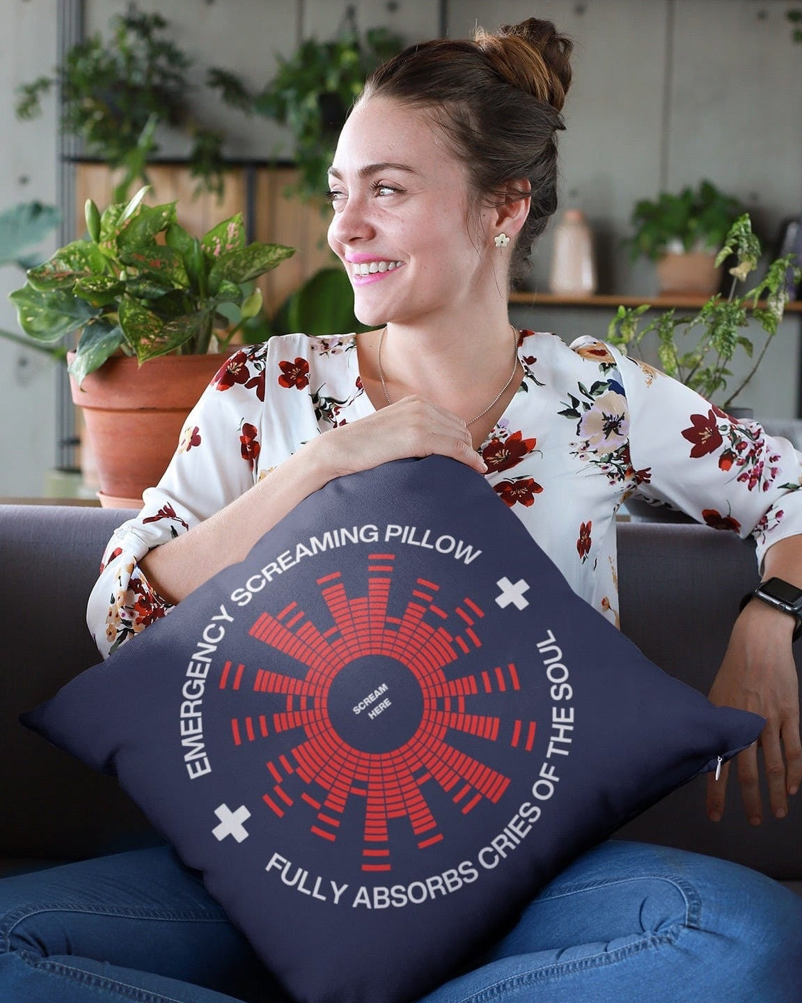 Jolly & Goode Pillow Emergency Screaming Pillow in Am I Blue Cheeky British Style