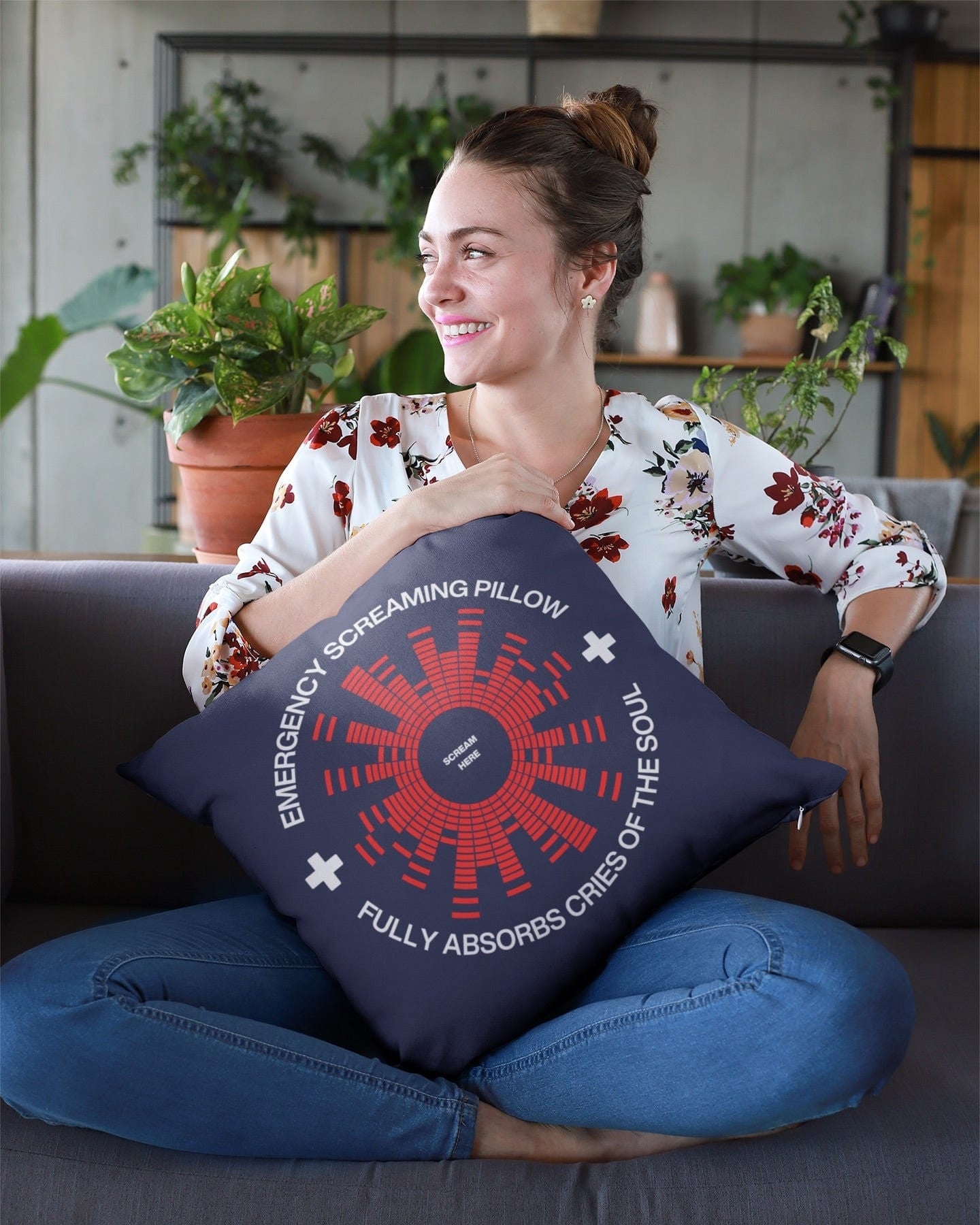 Jolly & Goode Pillow Emergency Screaming Pillow in Am I Blue Cheeky British Style
