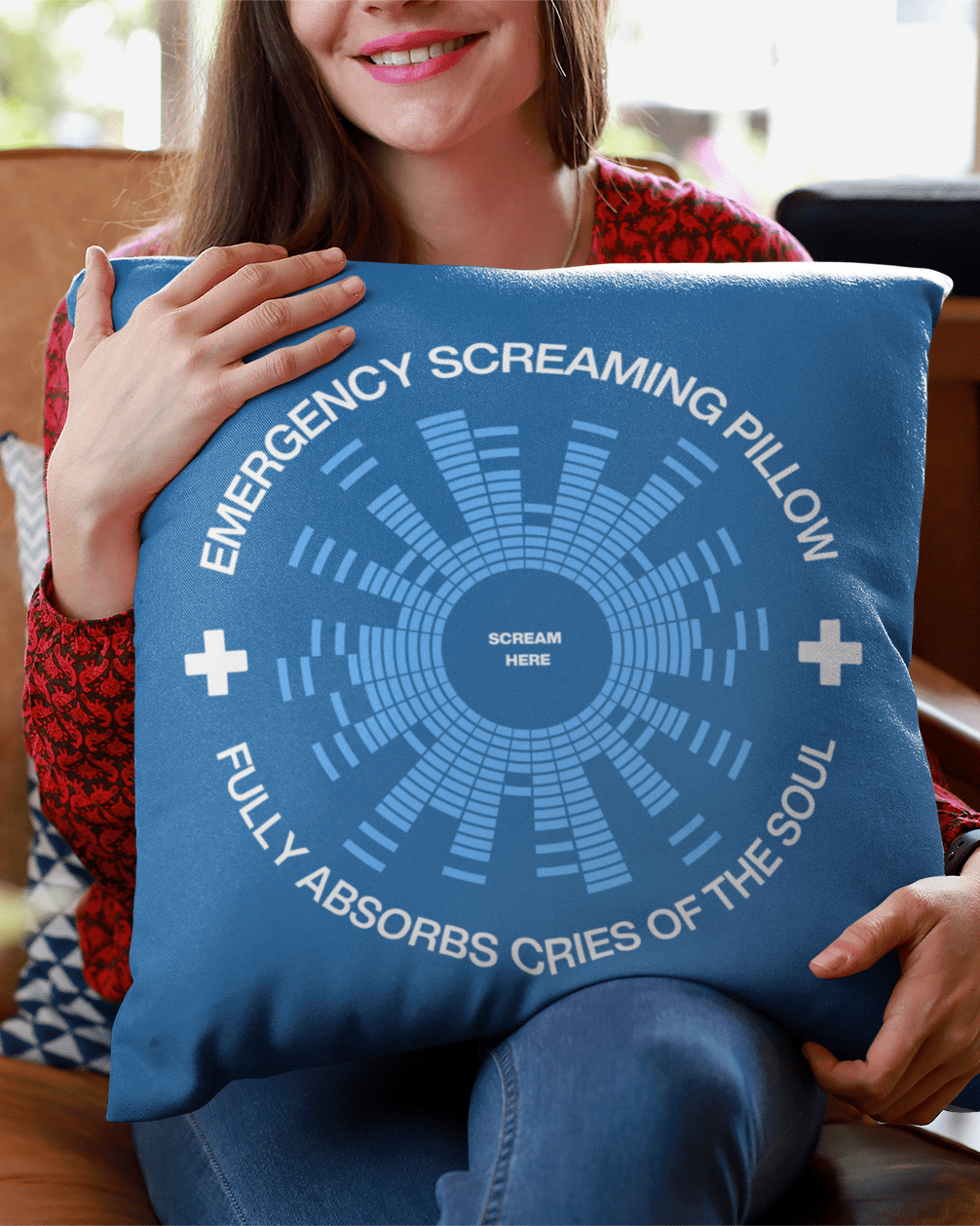 Jolly & Goode Pillow Emergency Screaming Pillow in Royally Screwed Blue Cheeky British Style