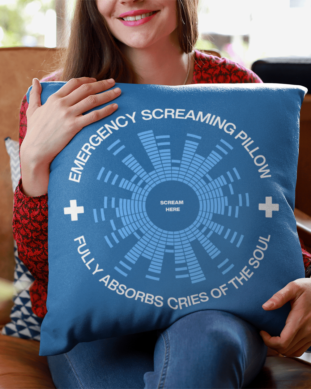 Jolly & Goode Pillow Emergency Screaming Pillow in Royally Screwed Blue Cheeky British Style