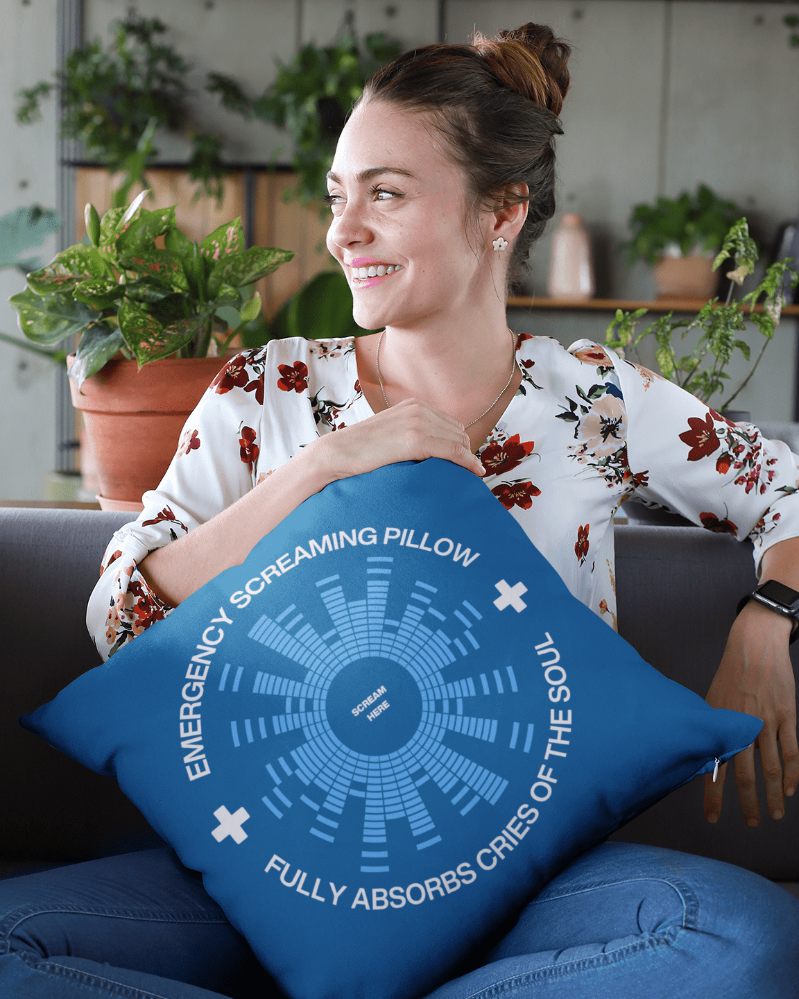 Jolly & Goode Pillow Emergency Screaming Pillow in Royally Screwed Blue Cheeky British Style