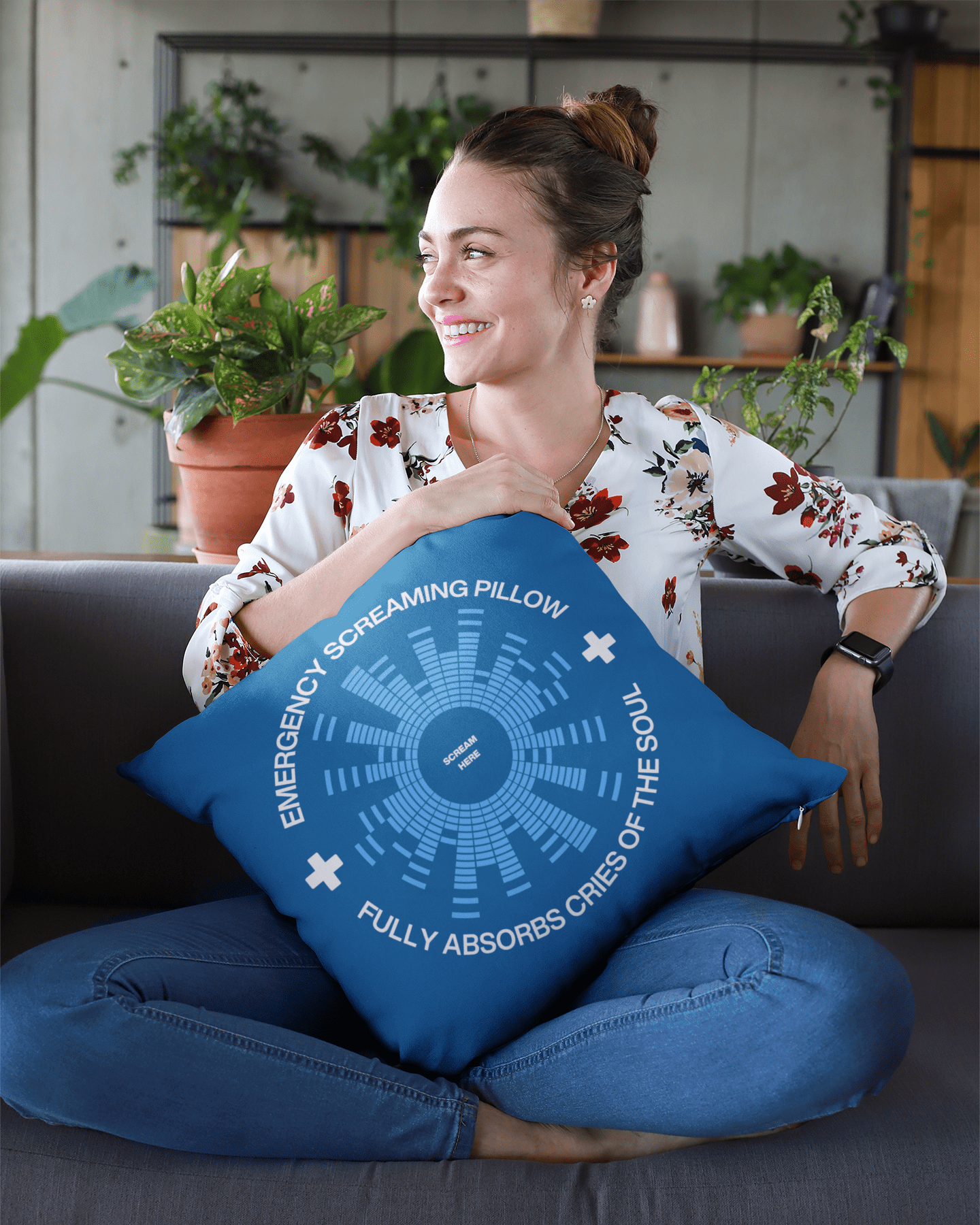 Jolly & Goode Pillow Emergency Screaming Pillow in Royally Screwed Blue Cheeky British Style