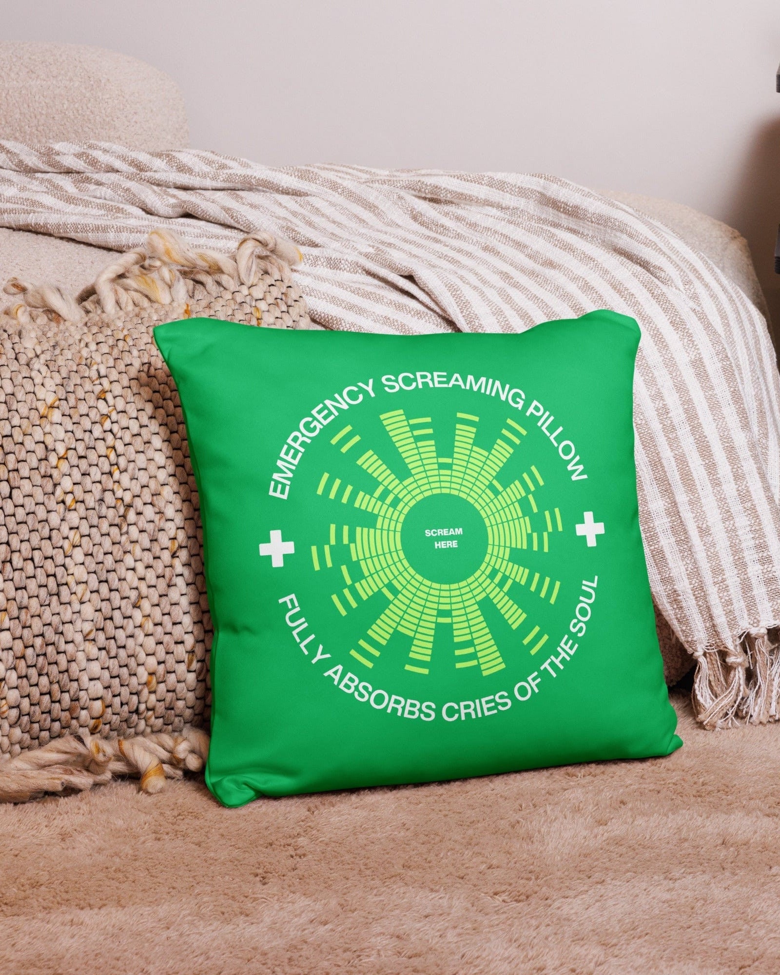 Jolly & Goode Pillow Emergency Screaming Pillow in Smashing Green Cheeky British Style