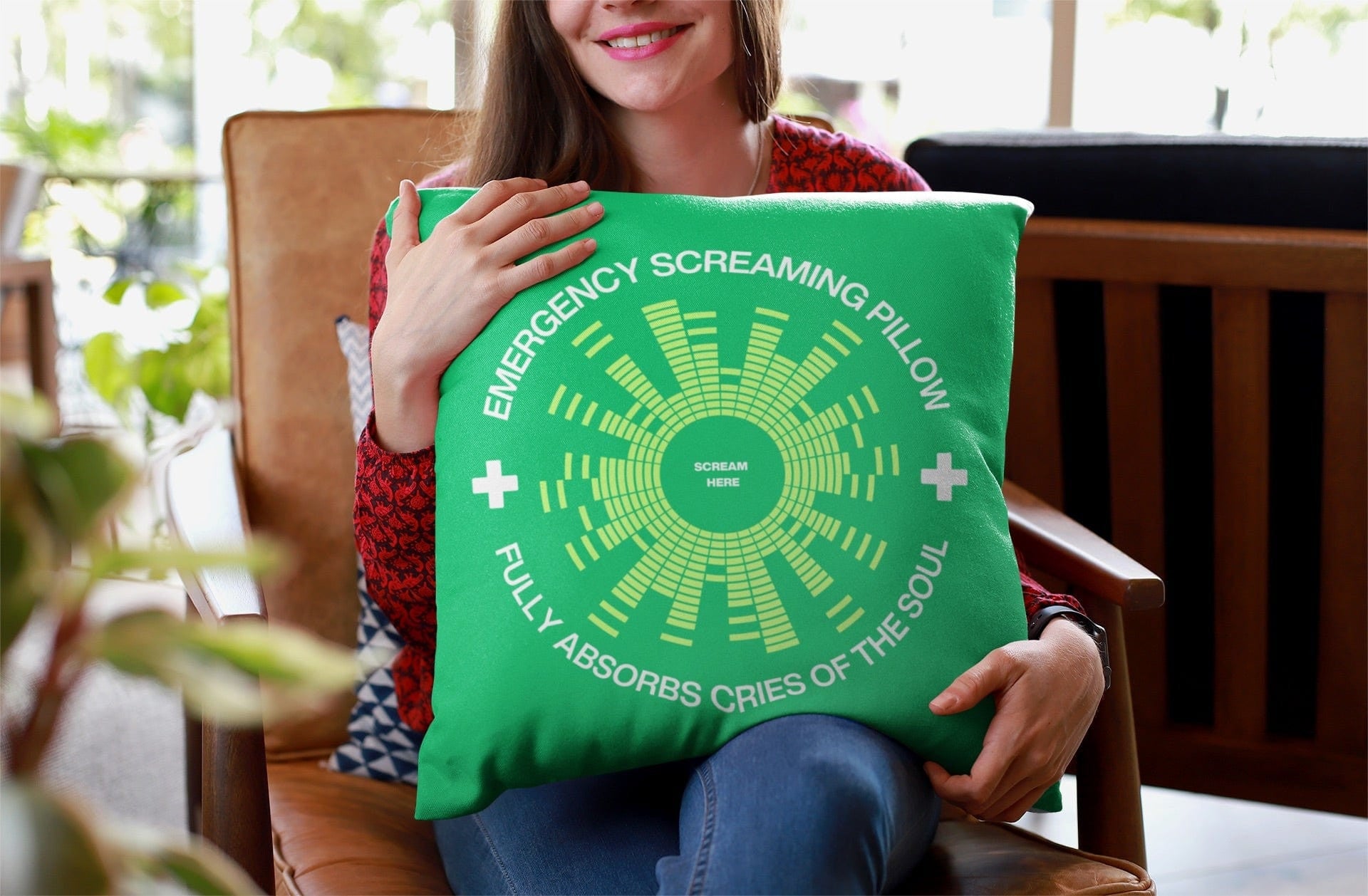 Jolly & Goode Pillow Emergency Screaming Pillow in Smashing Green Cheeky British Style