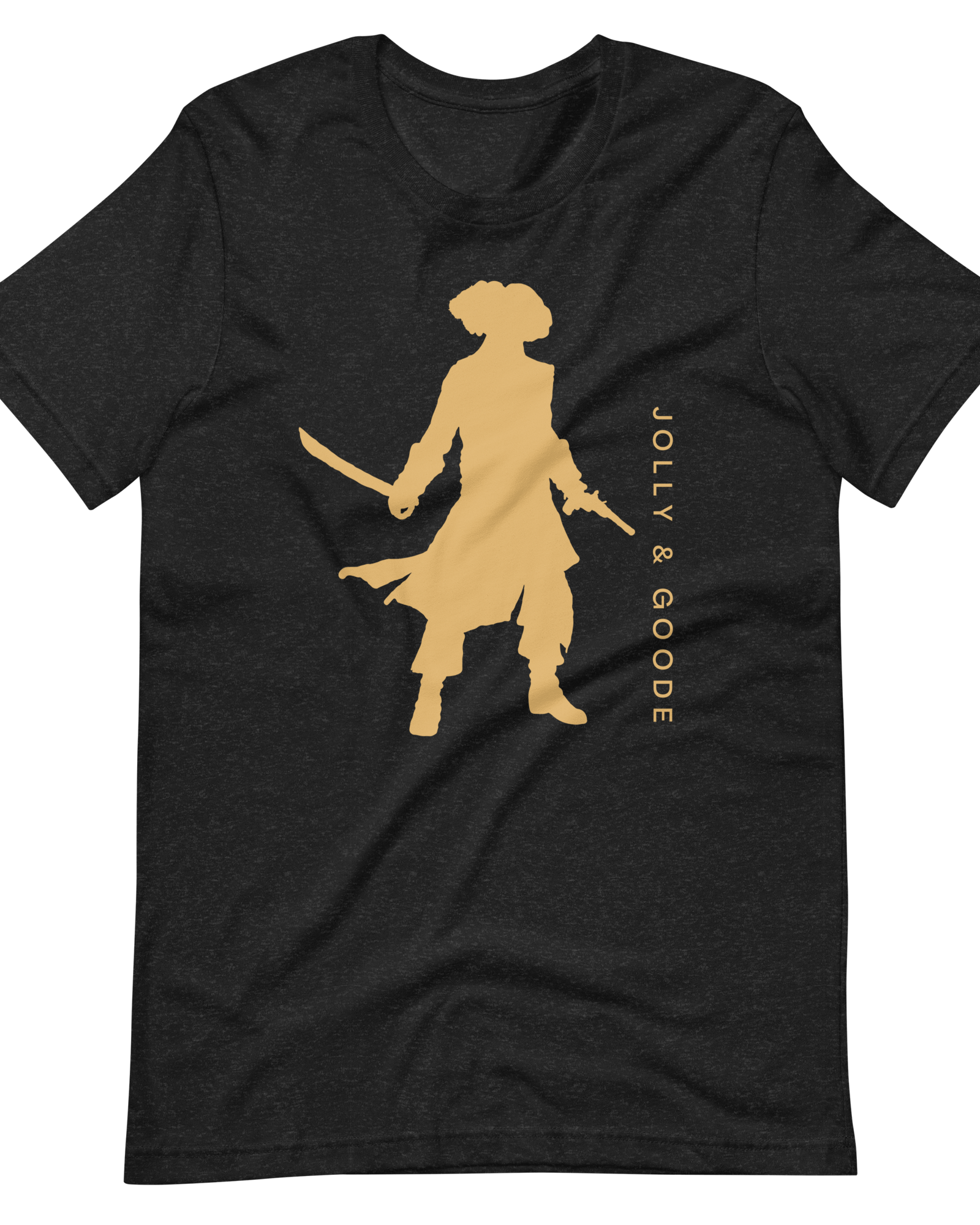 Jolly & Goode Shirts & Tops Black Heather / S Jolly & Goode Gold Pirate Silhouette T-shirt Cheeky British Style