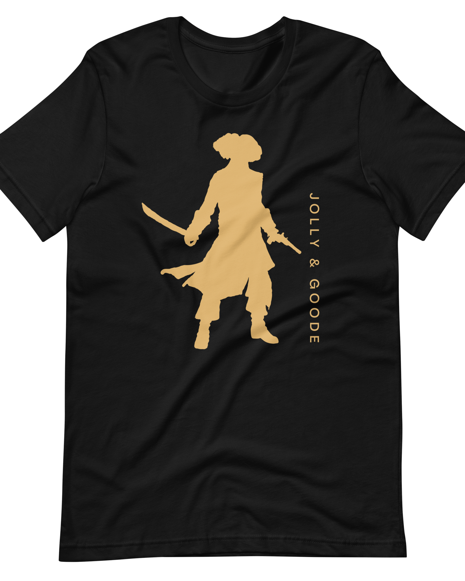 Jolly & Goode Shirts & Tops Black / S Jolly & Goode Gold Pirate Silhouette T-shirt Cheeky British Style