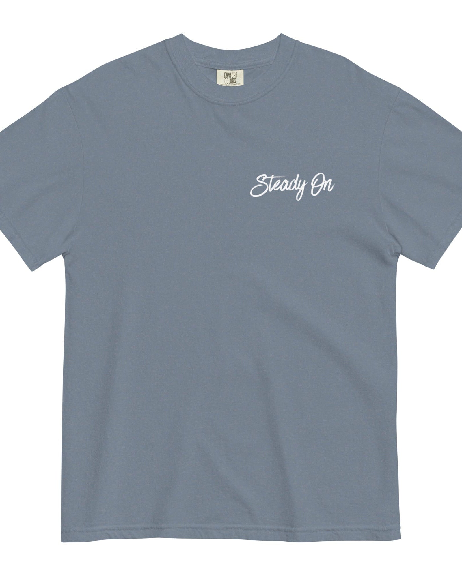Jolly & Goode Shirts & Tops Blue Jean / S Steady On Surf Club Great Britain | Garment-dyed Heavyweight T-shirt | Relaxed Unisex Fit Cheeky British Style