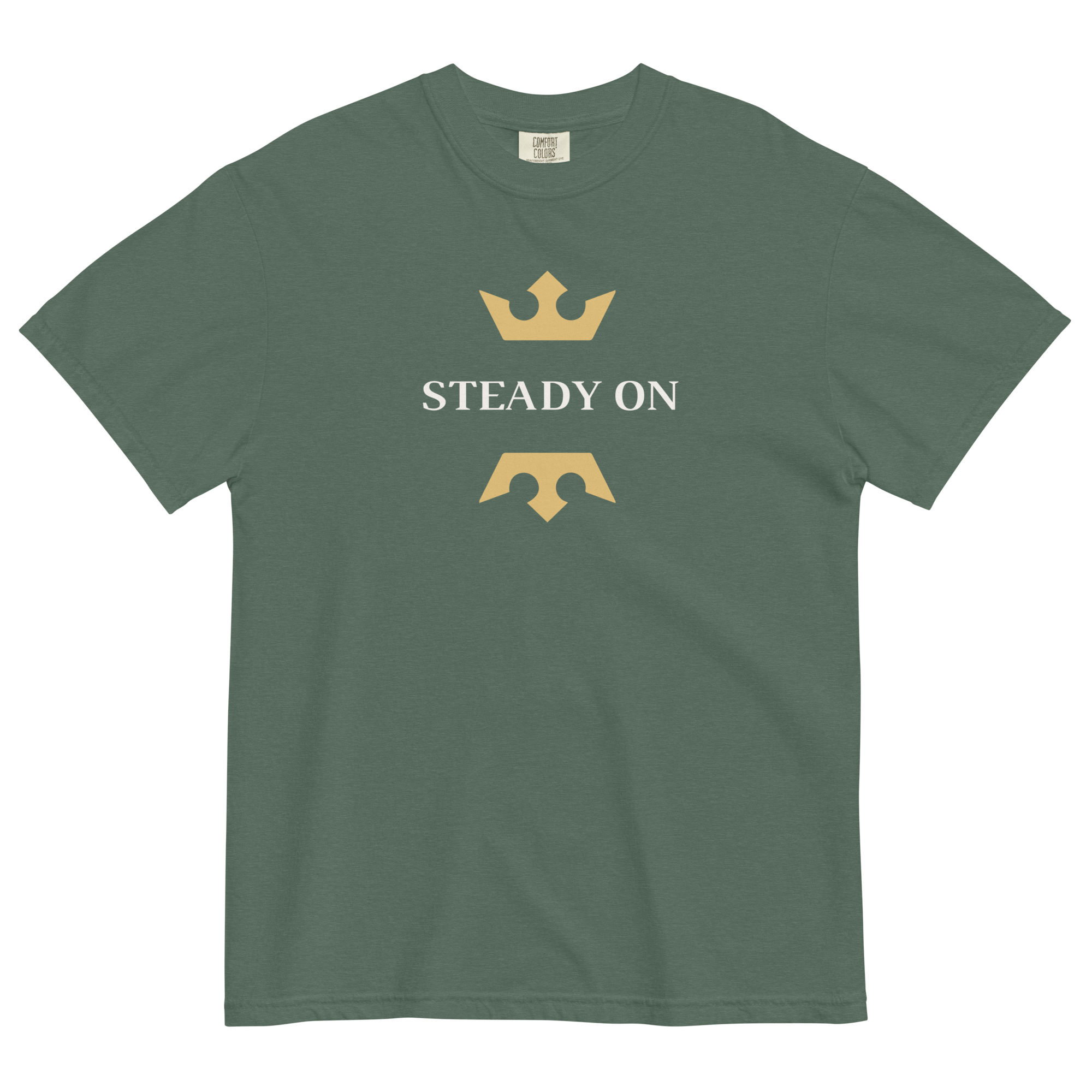 Jolly & Goode Shirts & Tops Blue Spruce / S Steady On T-shirt | Garment-dyed Heavyweight Cotton Cheeky British Style