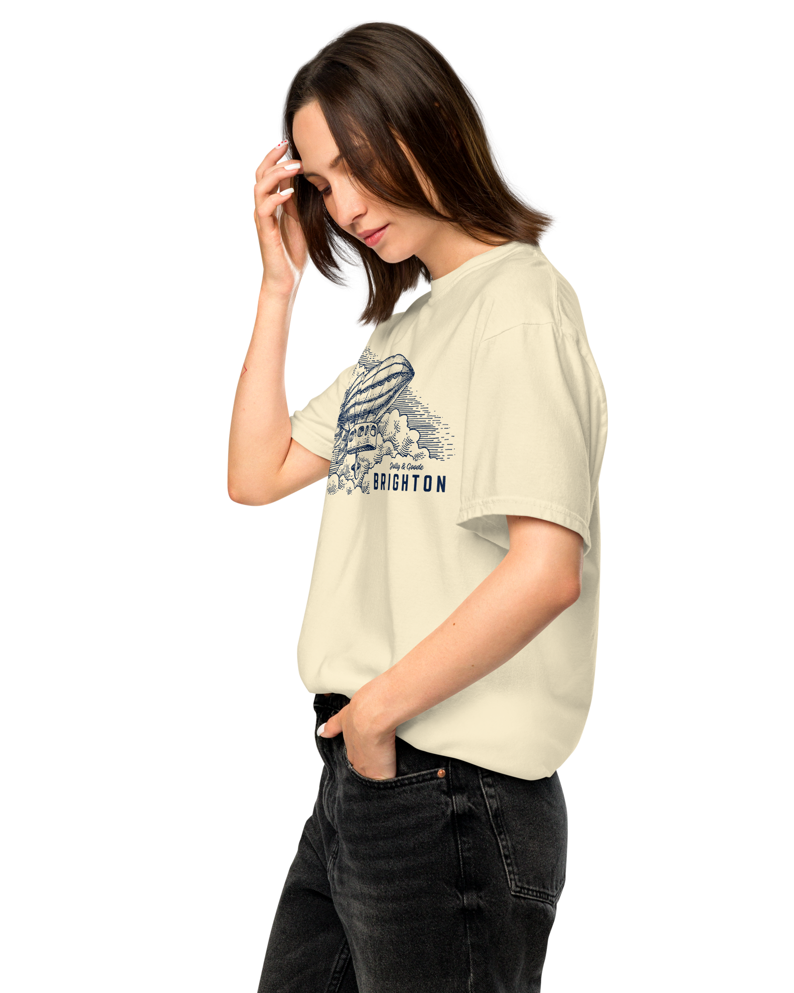 Jolly & Goode Shirts & Tops Brighton Airship T-shirt | Garment-Dyed Heavyweight Cotton Cheeky British Style