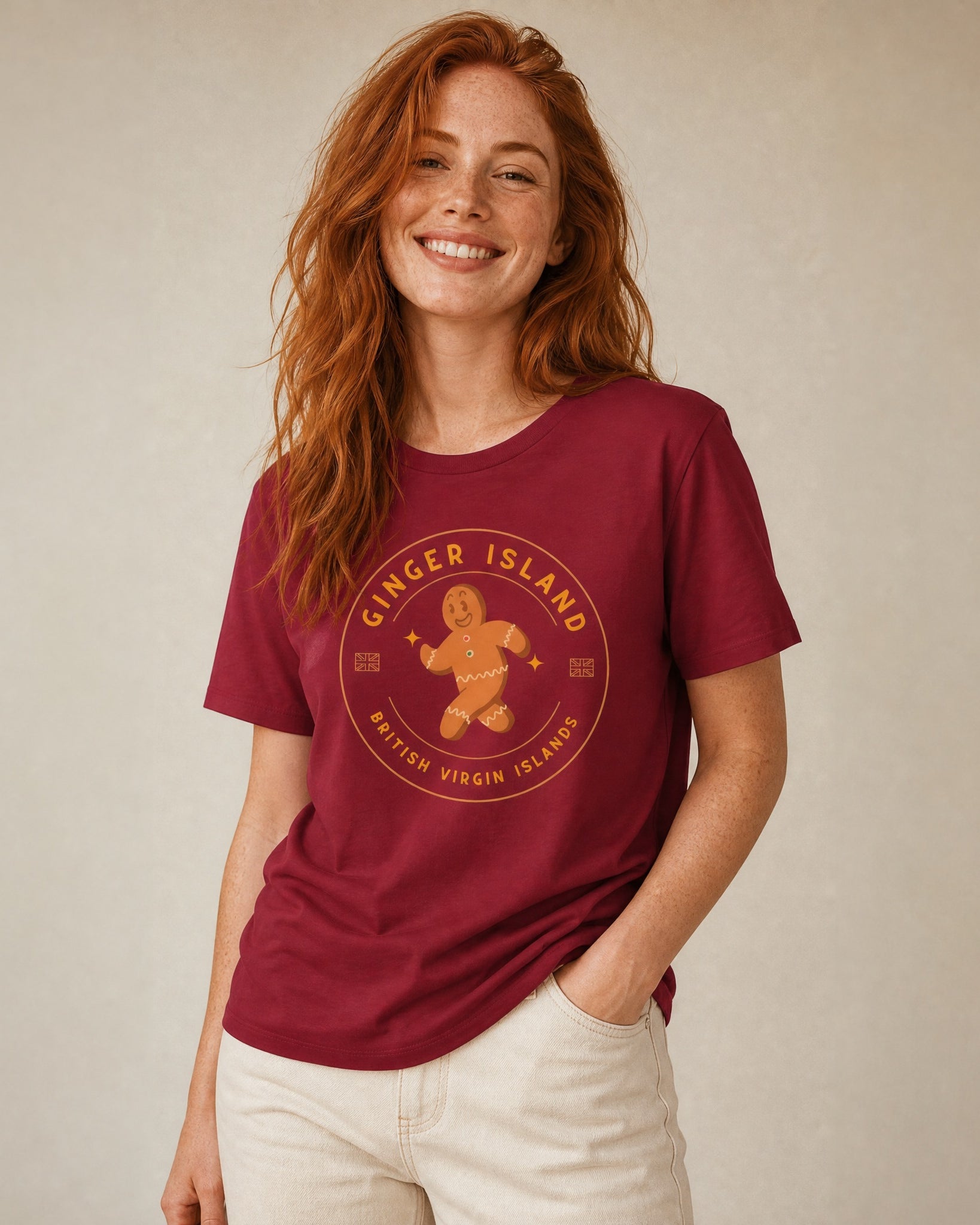Jolly & Goode Shirts & Tops Cardinal / S Ginger Island | British Virgin Islands | T-shirt Cheeky British Style