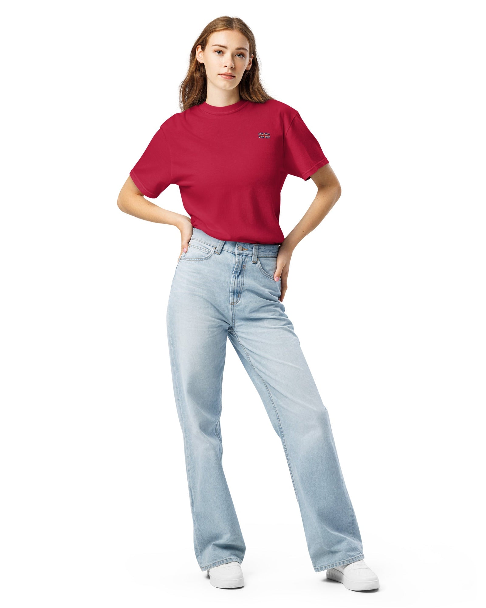 Jolly & Goode Shirts & Tops Embroidered Union Jack Tee | Left Chest Cheeky British Style