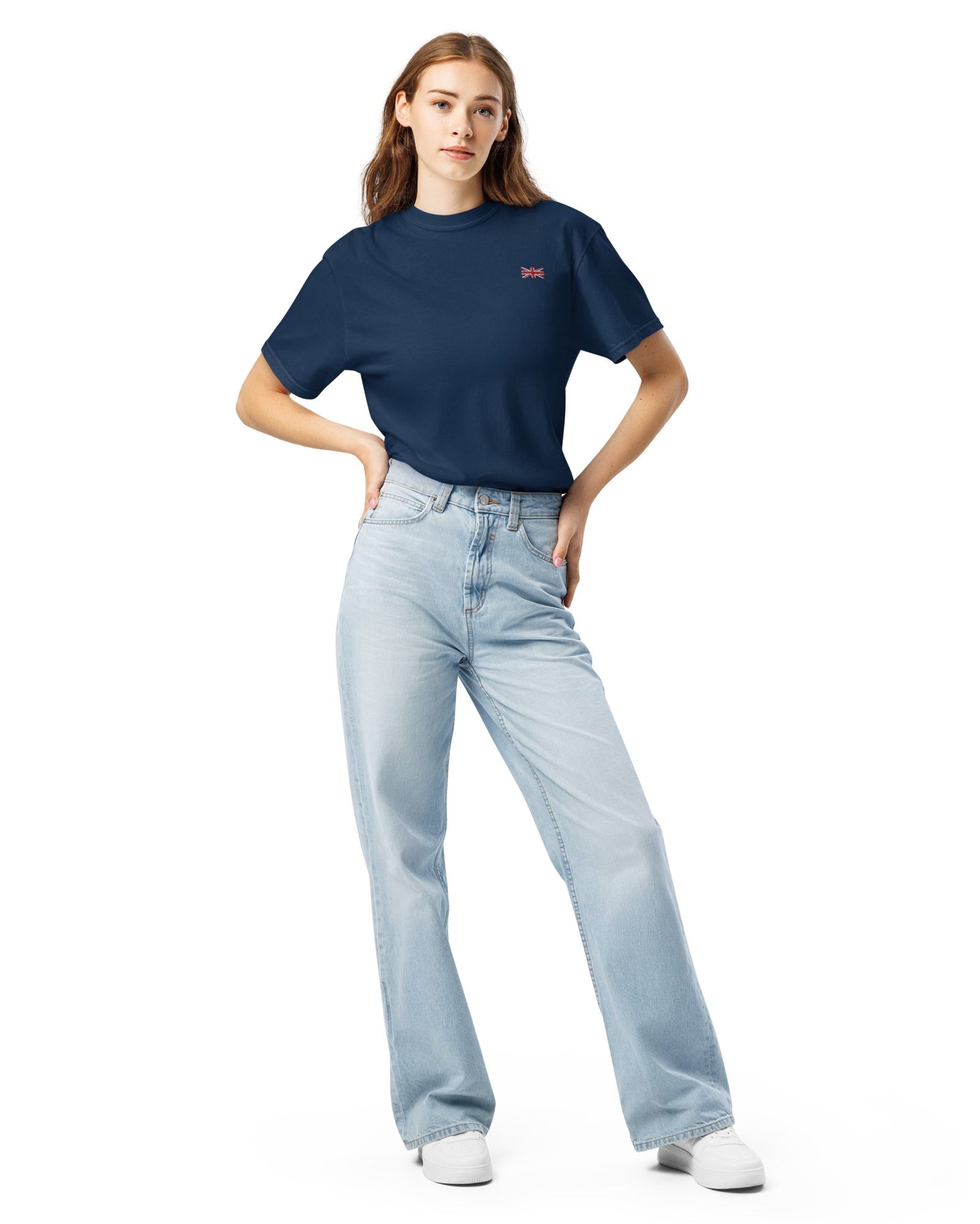 Jolly & Goode Shirts & Tops Embroidered Union Jack Tee | Left Chest Cheeky British Style