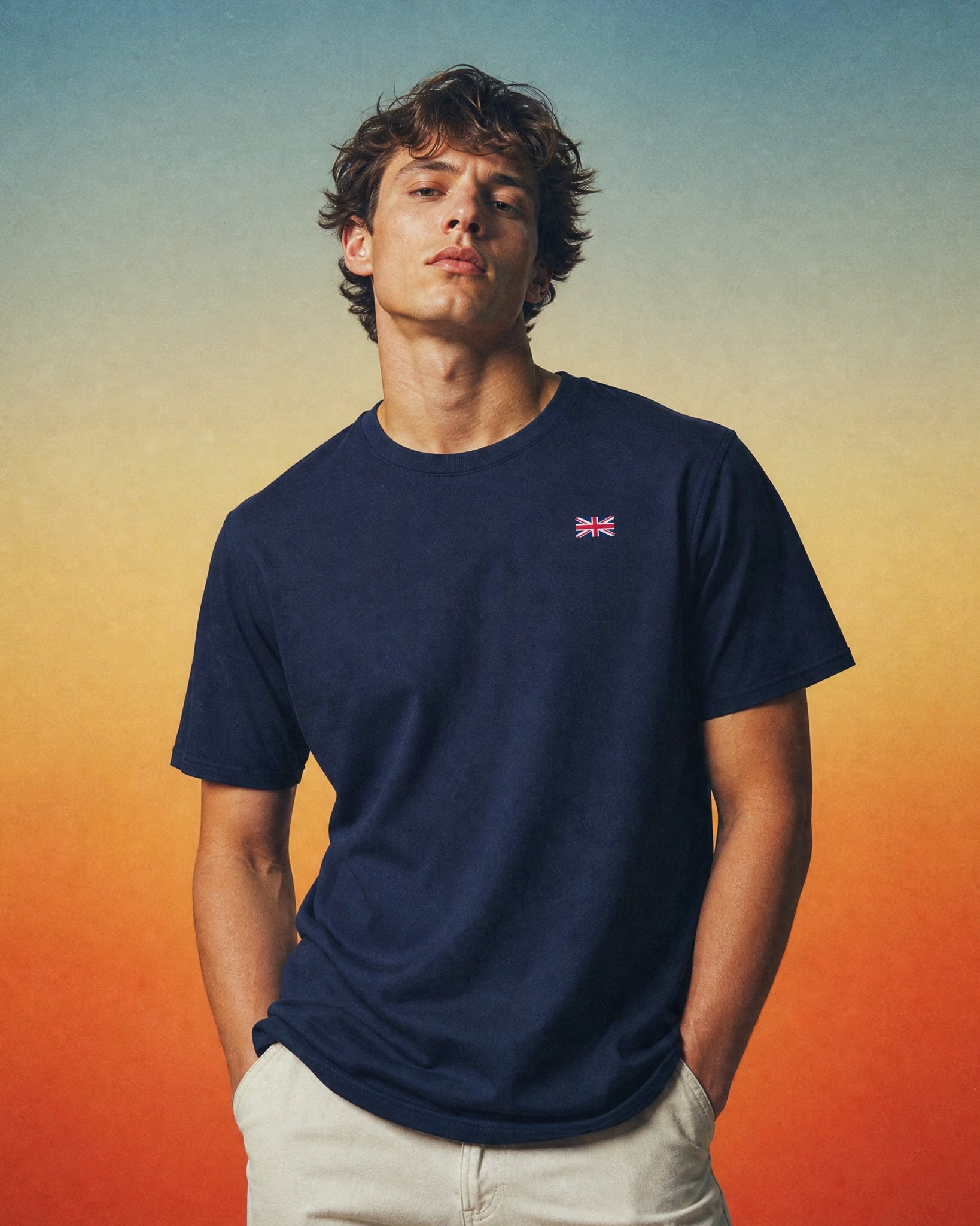 Jolly & Goode Shirts & Tops Embroidered Union Jack Tee | Left Chest Cheeky British Style