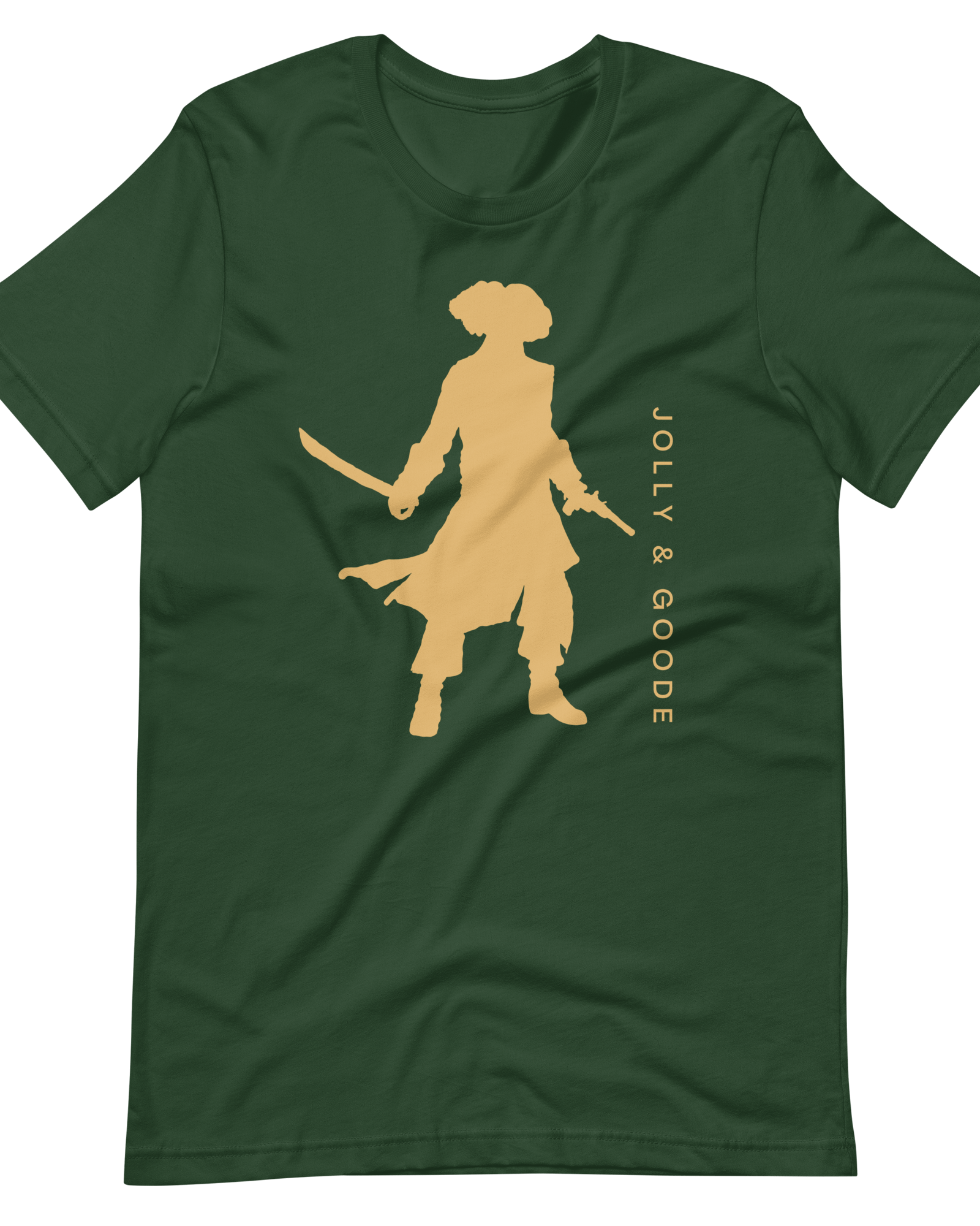 Jolly & Goode Shirts & Tops Forest / S Jolly & Goode Gold Pirate Silhouette T-shirt Cheeky British Style