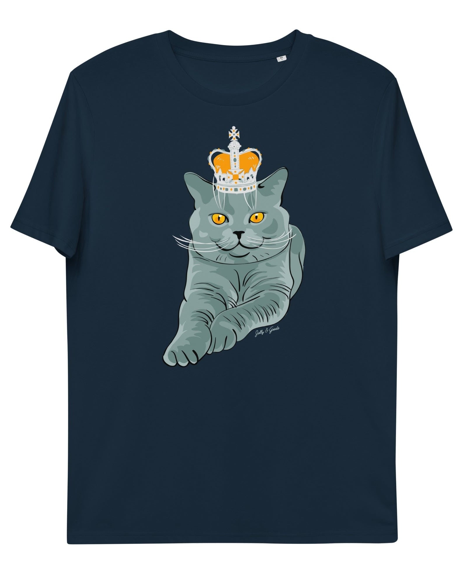 Jolly & Goode Shirts & Tops French Navy / S Crowned British Blue Shorthair T-shirt | Organic Cotton Cheeky British Style