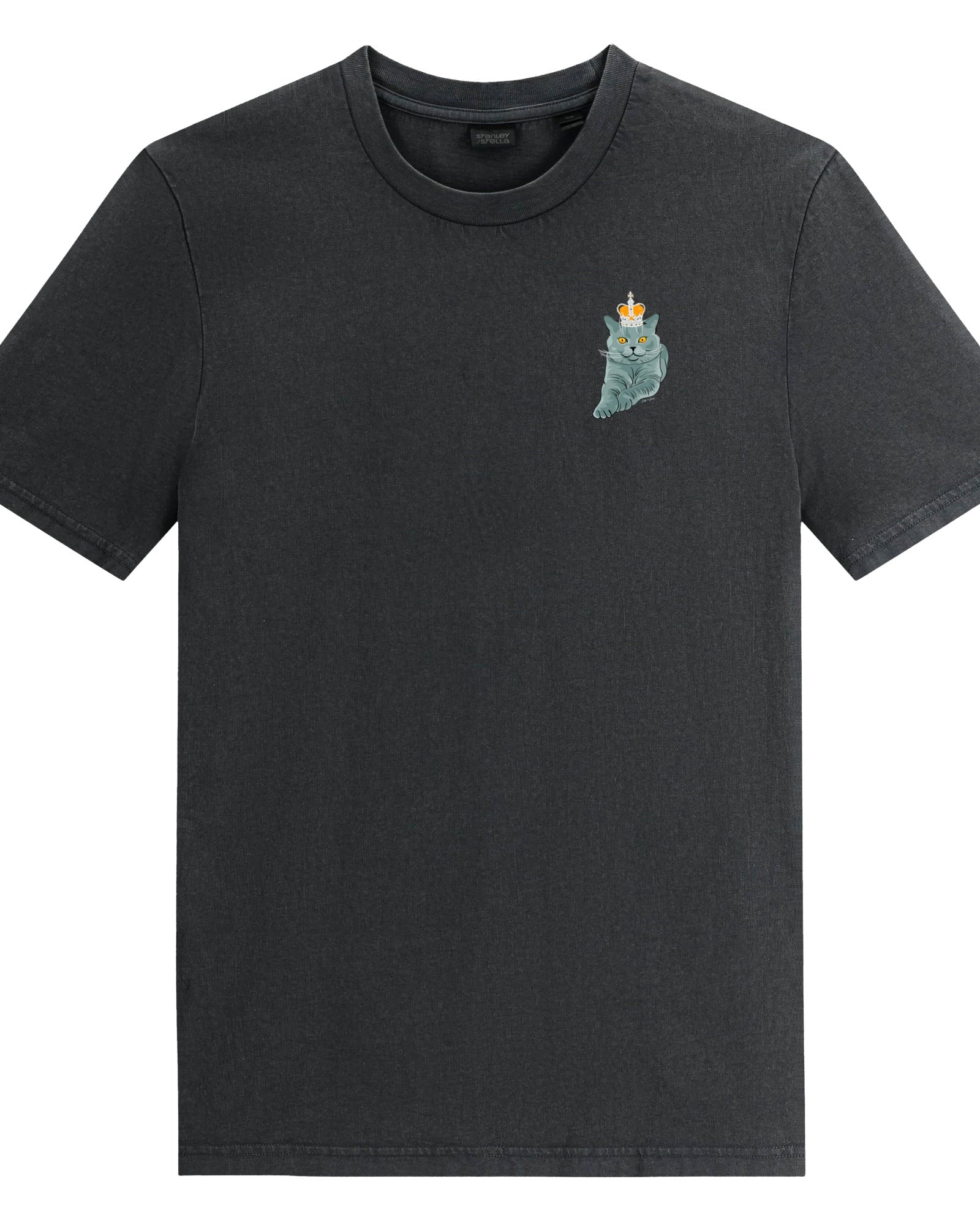 Jolly & Goode Shirts & Tops G. Dyed Black Rock / S Crowned British Blue Shorthair Tee | Organic Garment-Dyed Vintage Cheeky British Style