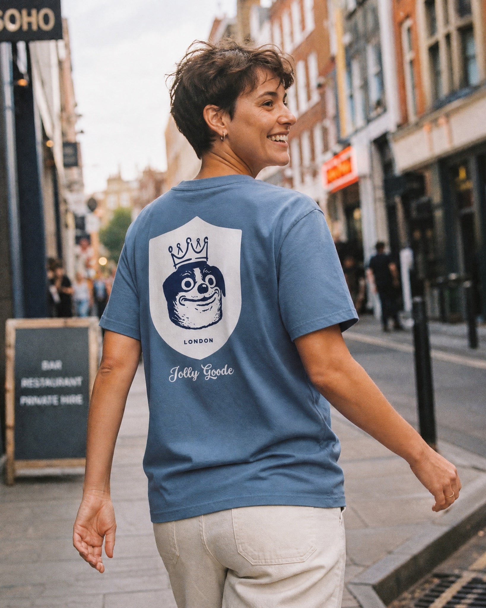 Jolly & Goode Shirts & Tops G. Dyed Deep Teal / S Jolly Goode London Crowned Dog Vintage T-Shirt Cheeky British Style